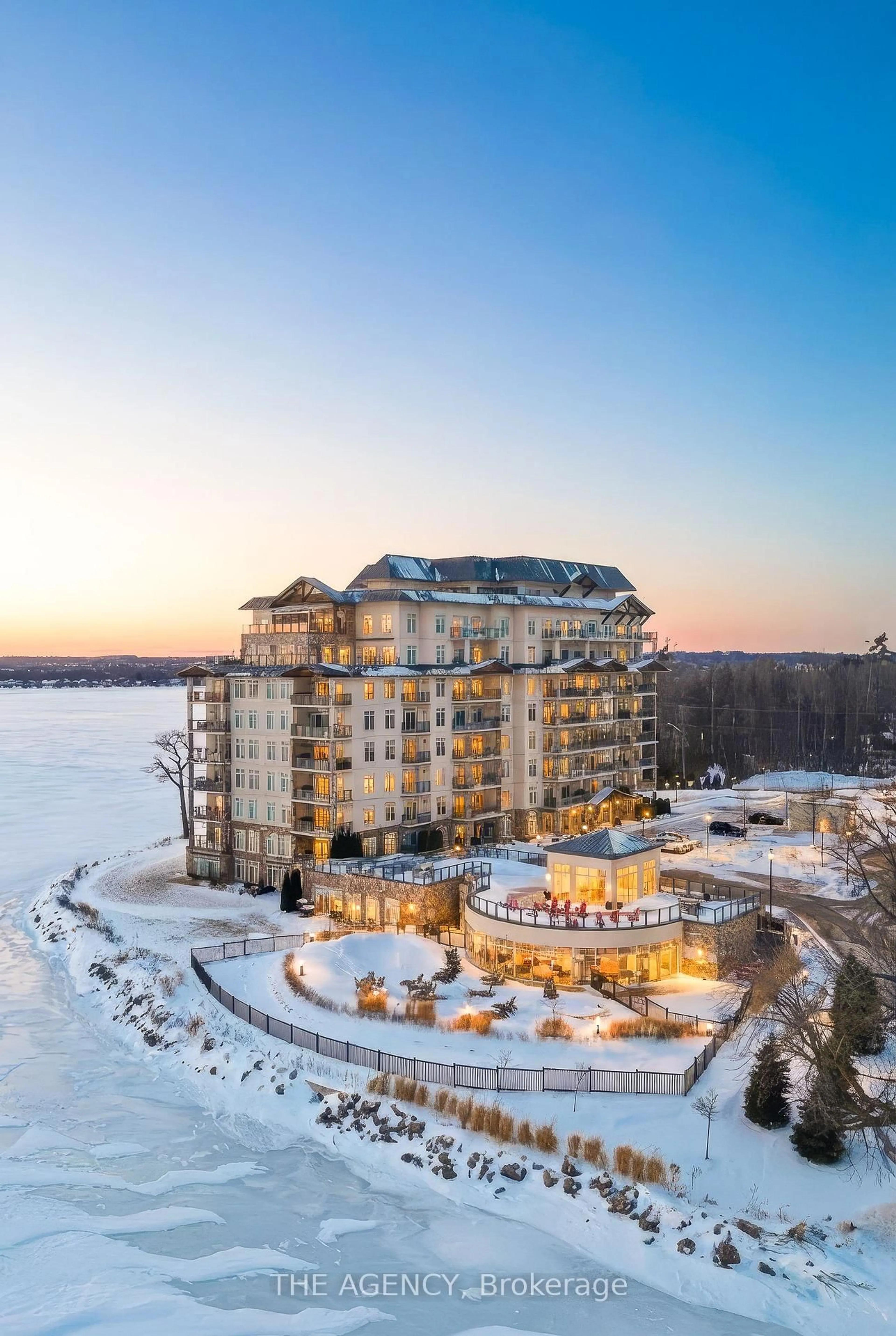 A pic from outside/outdoor area/front of a property/back of a property/a pic from drone, water/lake/river/ocean view for 90 Orchard Point Rd #604, Orillia Ontario L3V 8K4