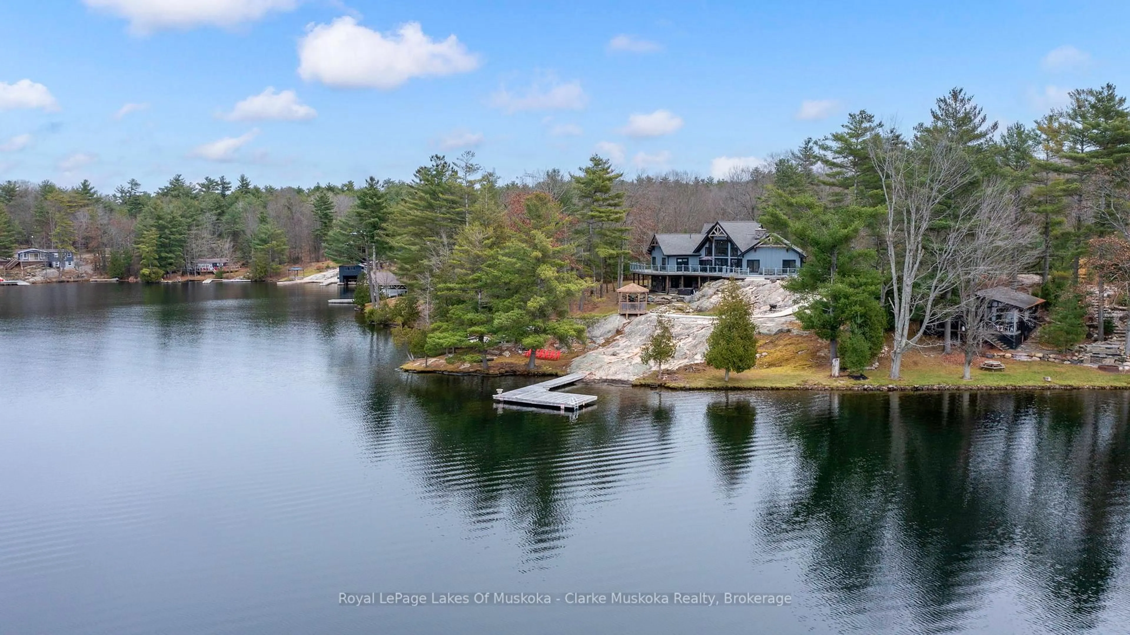 A pic from outside/outdoor area/front of a property/back of a property/a pic from drone, water/lake/river/ocean view for 3298 Seydel Lane, Severn Ontario L0K 1E0