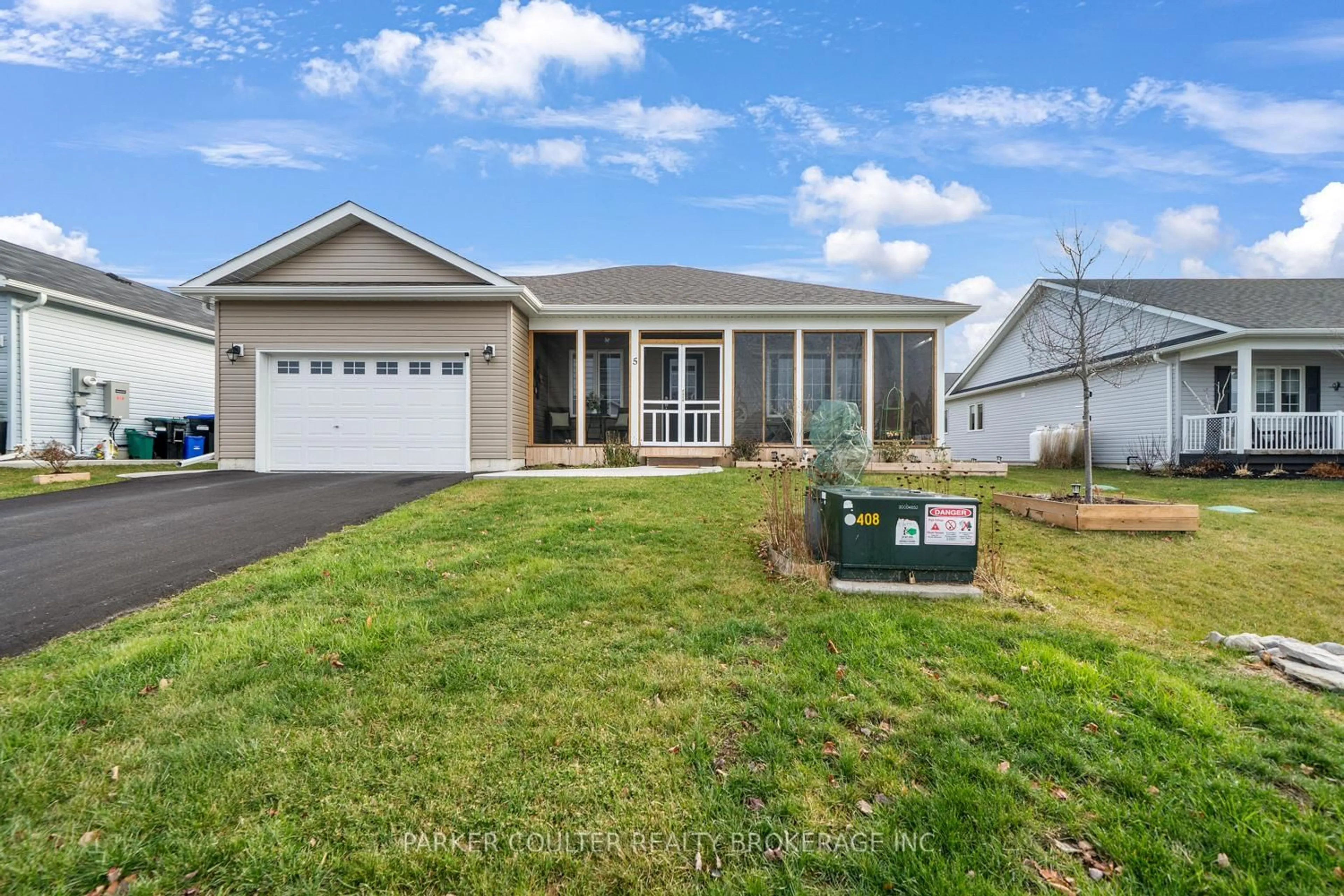 Home with vinyl exterior material, street for 5 Sophie Lane, Ramara Ontario L3V 8J9