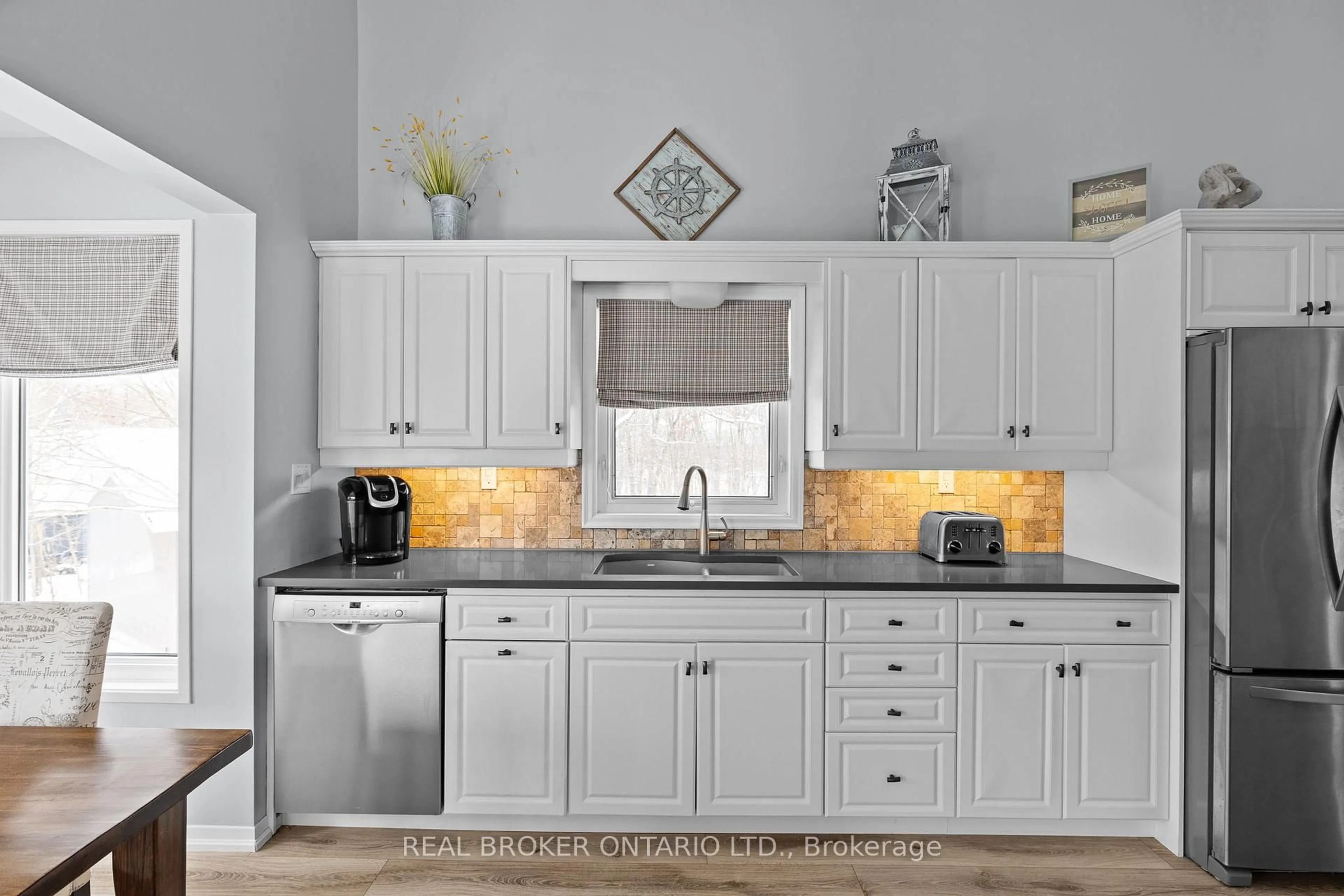 Contemporary kitchen, ceramic/tile floor for 2043 Beman Point Lane, Severn Ontario L0K 1E0