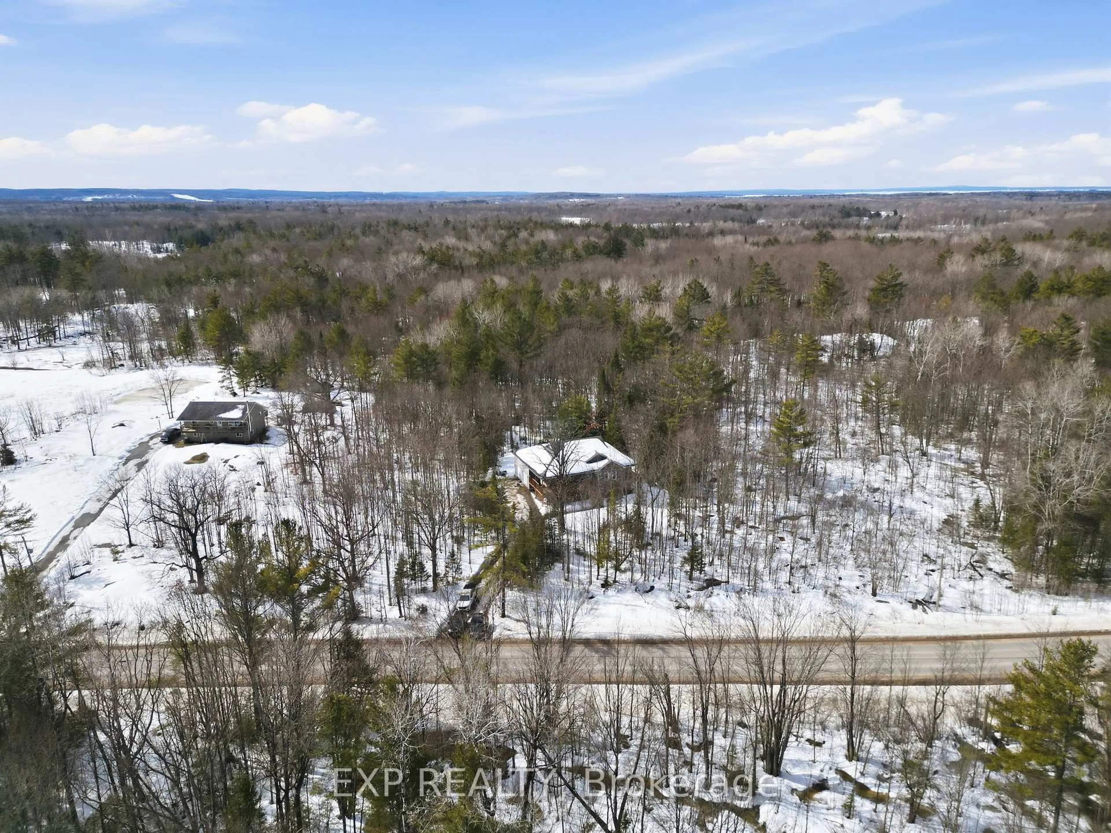 A pic from outside/outdoor area/front of a property/back of a property/a pic from drone, forest/trees view for 2516 Irish Line, Severn Ontario L0K 1E0