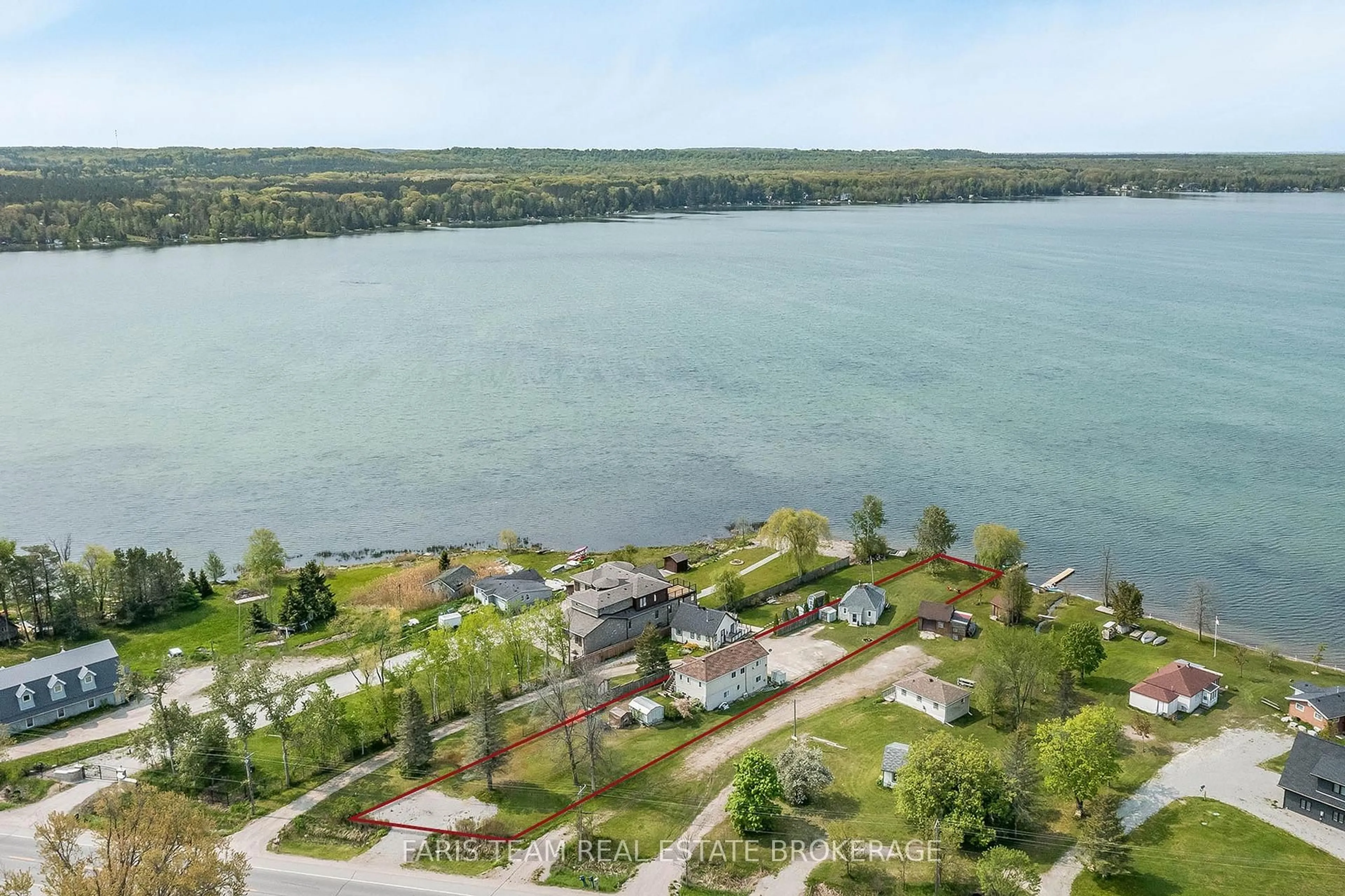 A pic from outside/outdoor area/front of a property/back of a property/a pic from drone, water/lake/river/ocean view for 5632 Penetanguishene Rd, Springwater Ontario L0L 1P0