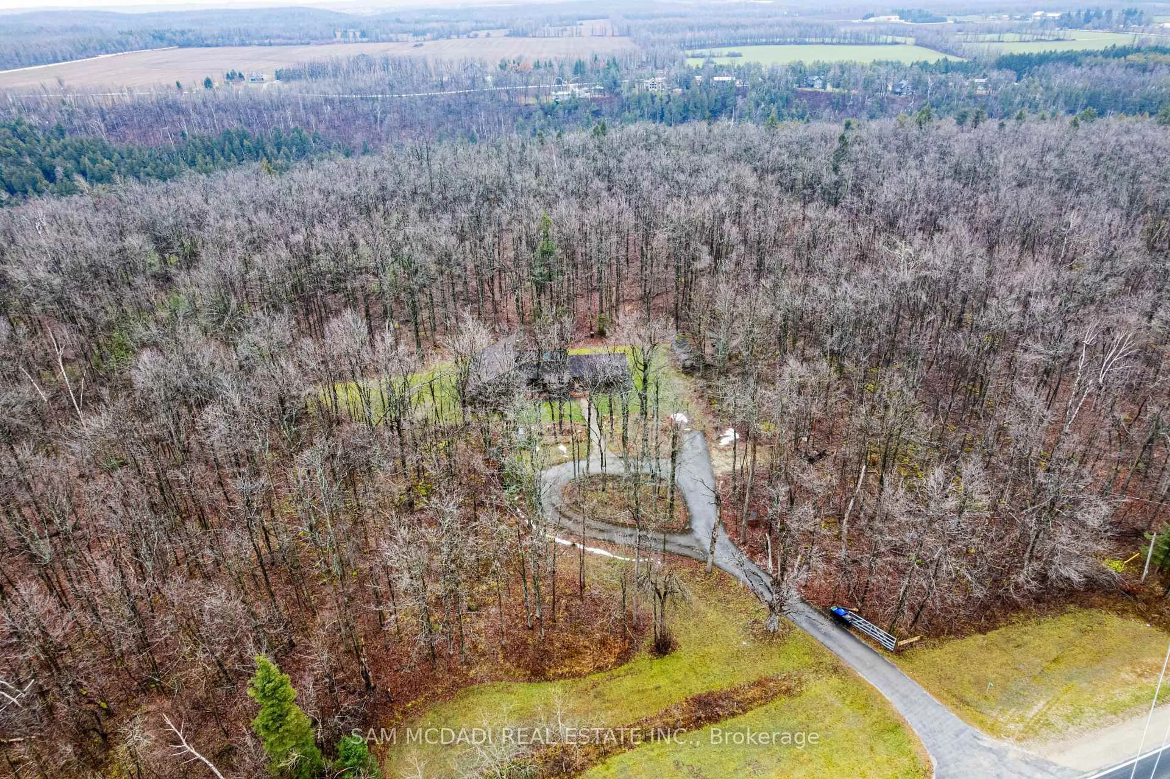 A pic from outside/outdoor area/front of a property/back of a property/a pic from drone, forest/trees view for 1415 County Rd 124, Clearview Ontario L0M 1H0