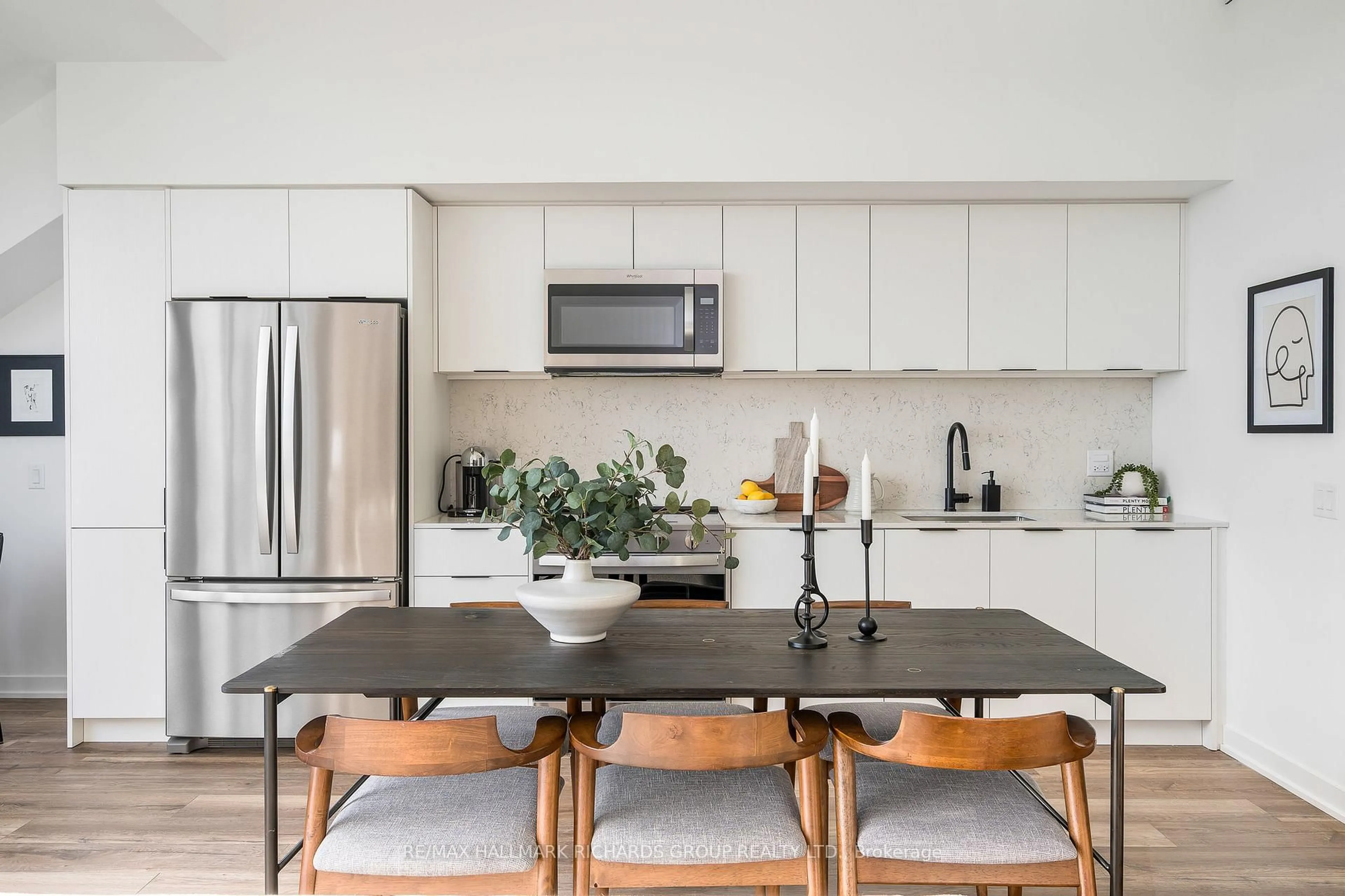 Contemporary kitchen, ceramic/tile floor for 31 Huron St #PH610, Collingwood Ontario L9Y 0E8