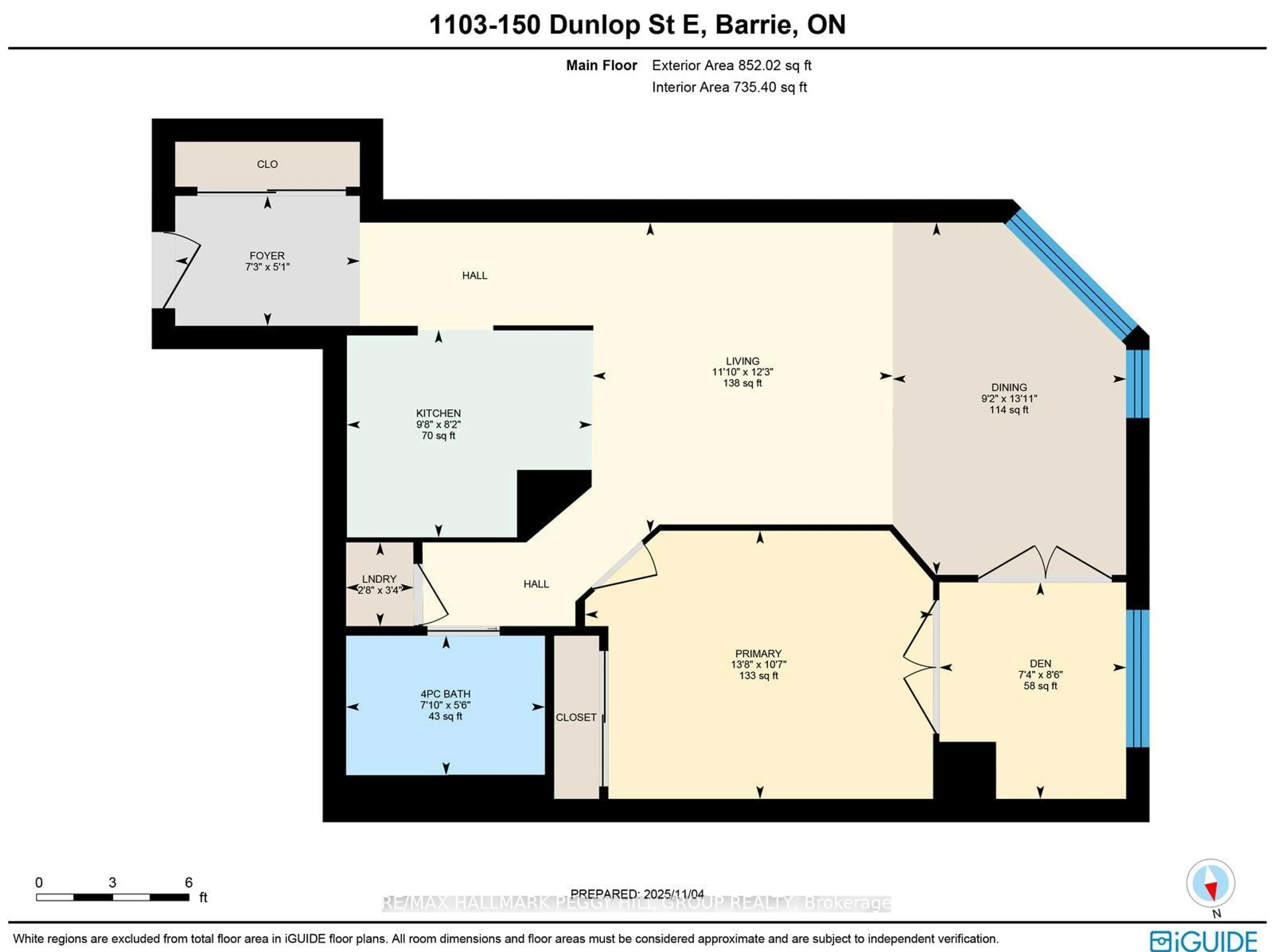 Floor plan for 150 Dunlop St #1103, Barrie Ontario L4M 6H1