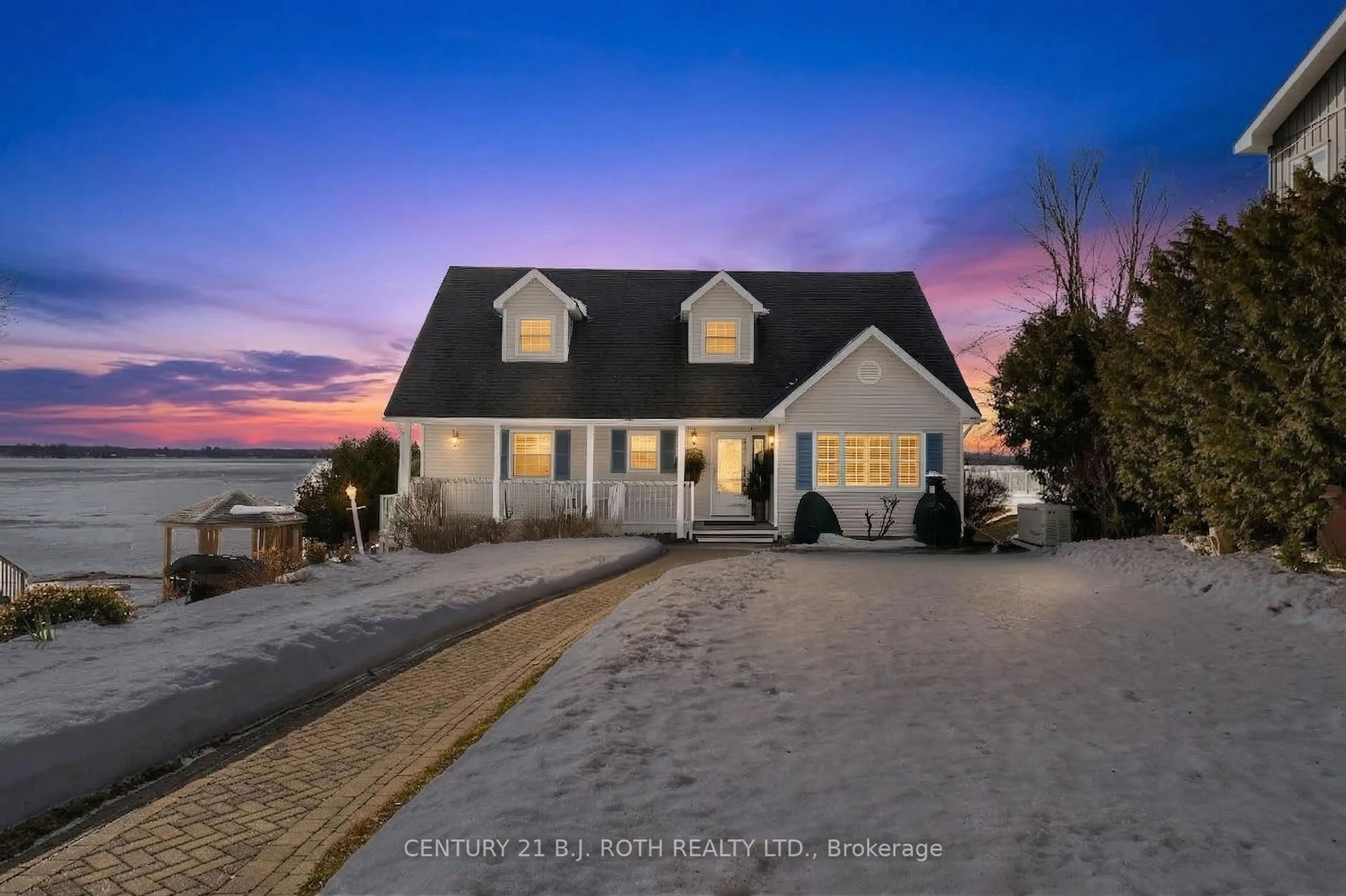 A pic from outside/outdoor area/front of a property/back of a property/a pic from drone, water/lake/river/ocean view for 4307 Orkney Beach Rd, Ramara Ontario L3V 0S1