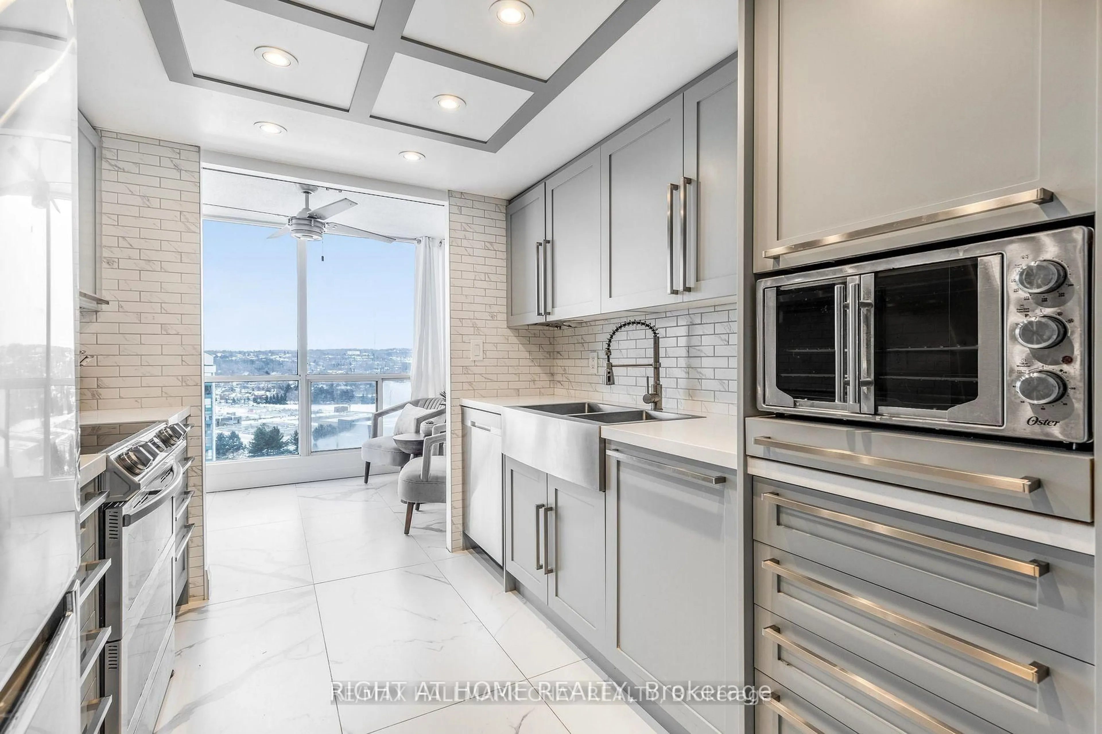 Contemporary kitchen, ceramic/tile floor for 65 Ellen St #1208, Barrie Ontario L4N 3A5