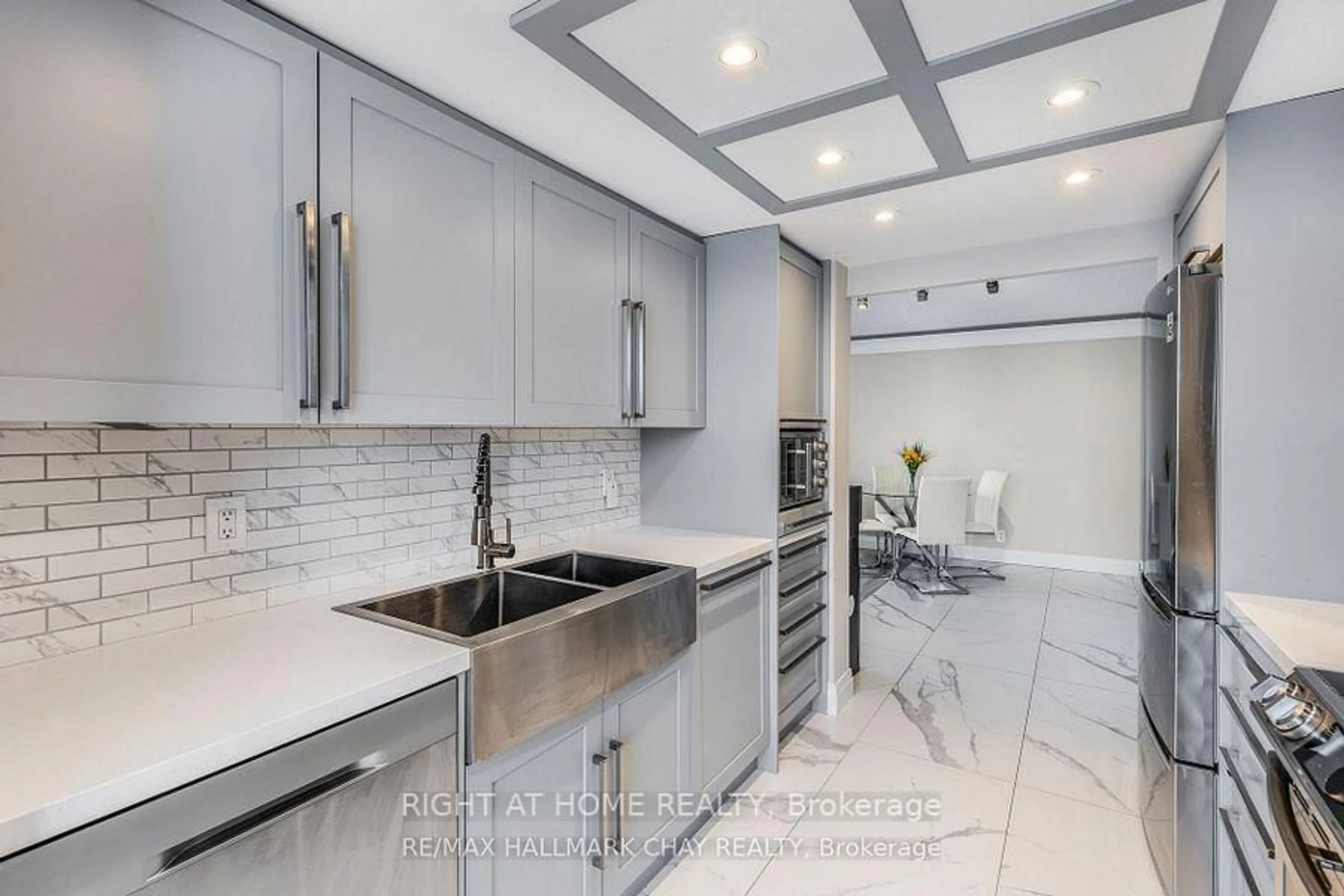 Contemporary kitchen, ceramic/tile floor for 65 Ellen St #1208, Barrie Ontario L4N 3A5