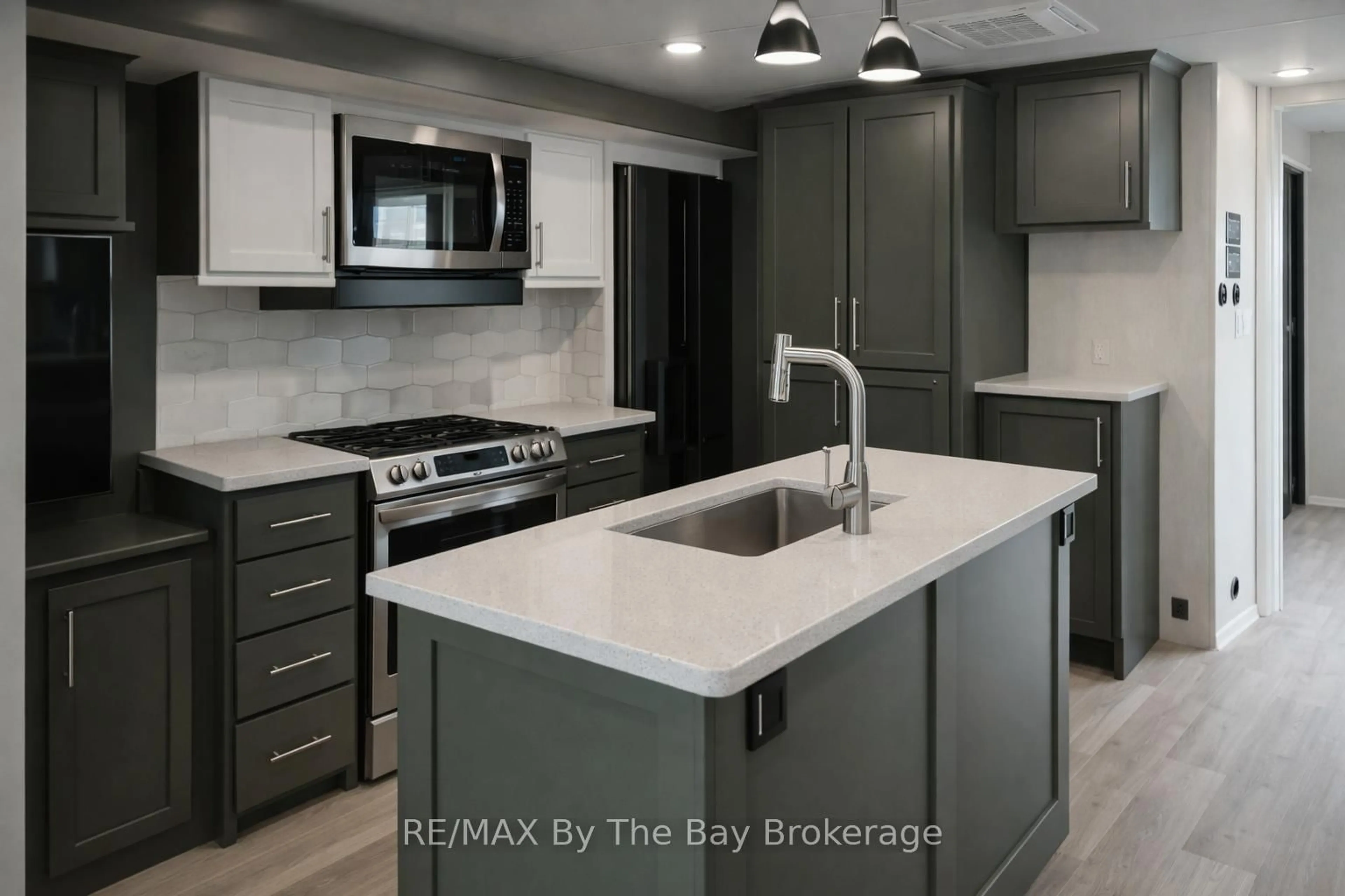 Open concept kitchen, ceramic/tile floor for 85 Theme Park Dr #133, Wasaga Beach Ontario L9Z 1X7