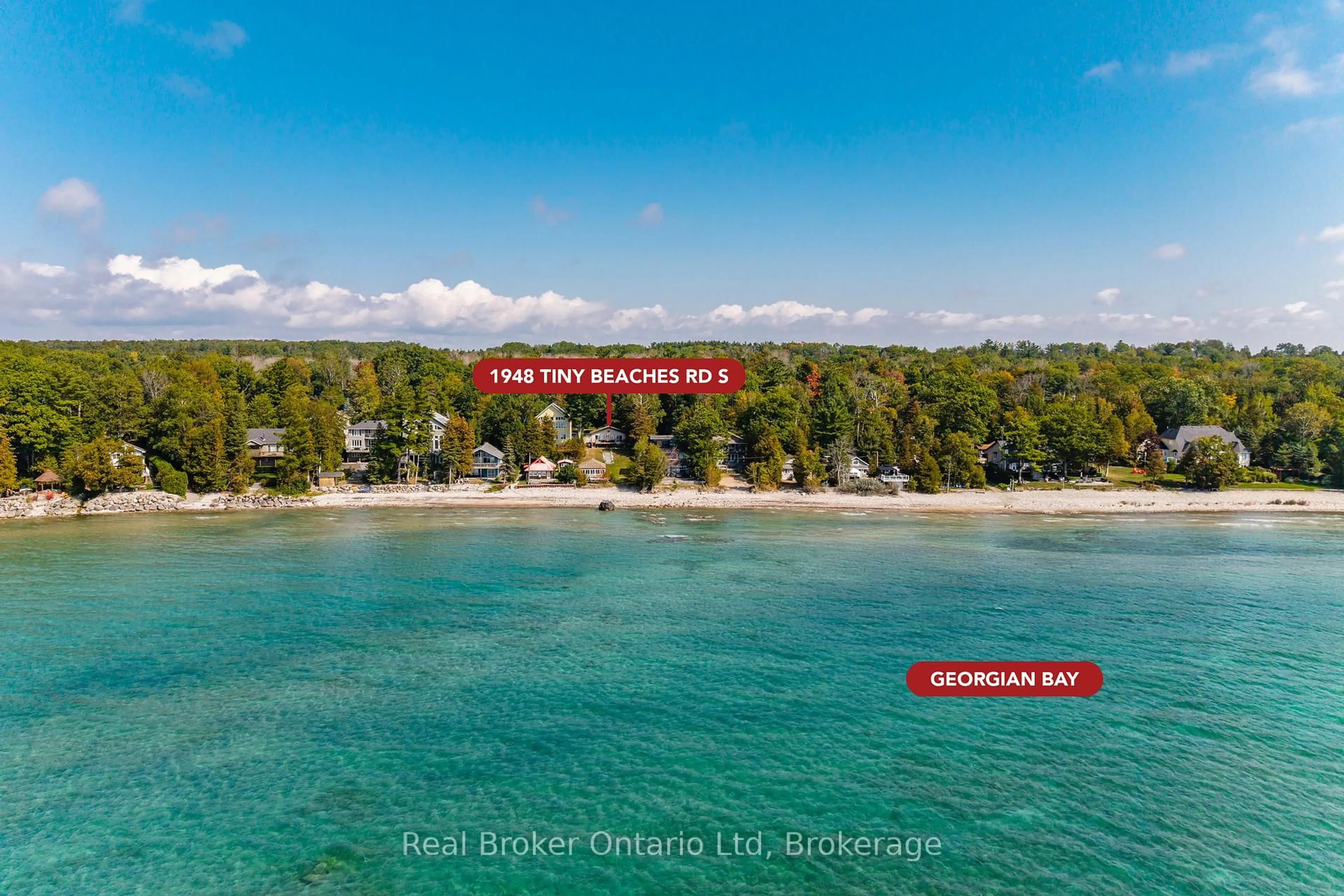 A pic from outside/outdoor area/front of a property/back of a property/a pic from drone, water/lake/river/ocean view for 1948 Tiny Beaches Rd, Tiny Ontario L0L 1P1