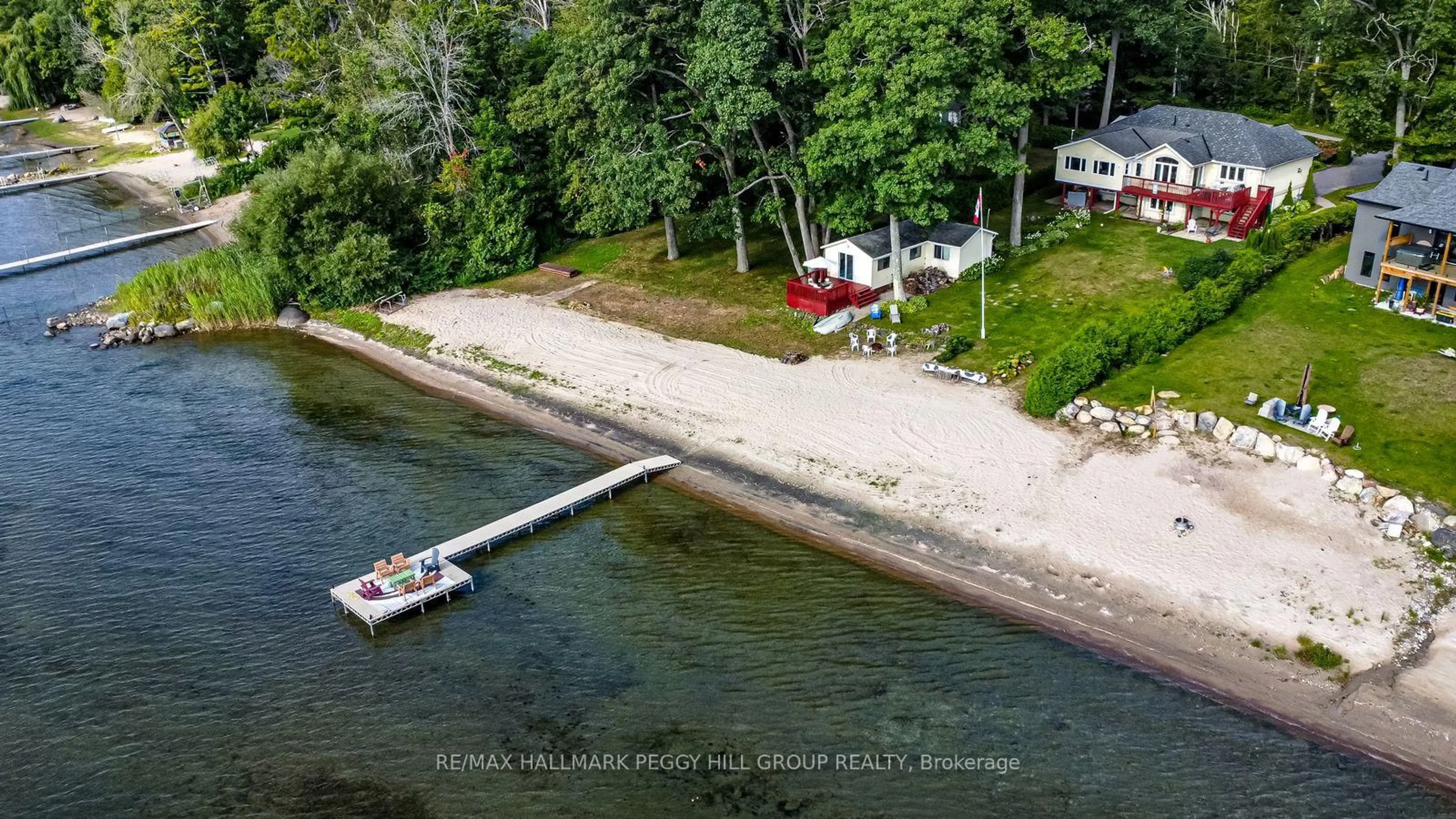 A pic from outside/outdoor area/front of a property/back of a property/a pic from drone, water/lake/river/ocean view for 383 Peek-A-Boo Tr, Tiny Ontario L9M 0B3