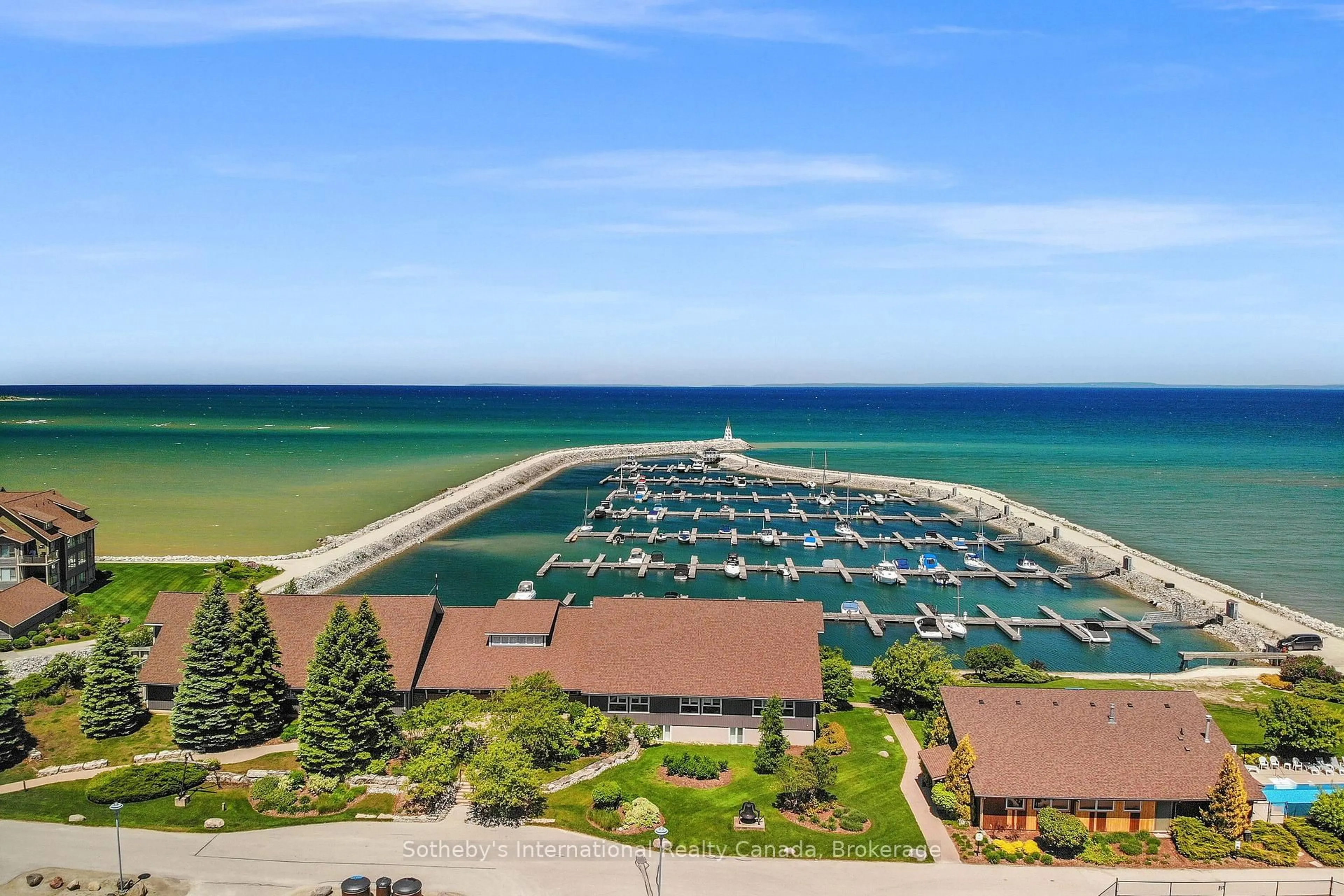 A pic from outside/outdoor area/front of a property/back of a property/a pic from drone, water/lake/river/ocean view for 331 MARINERS Way, Collingwood Ontario L9Y 5C7