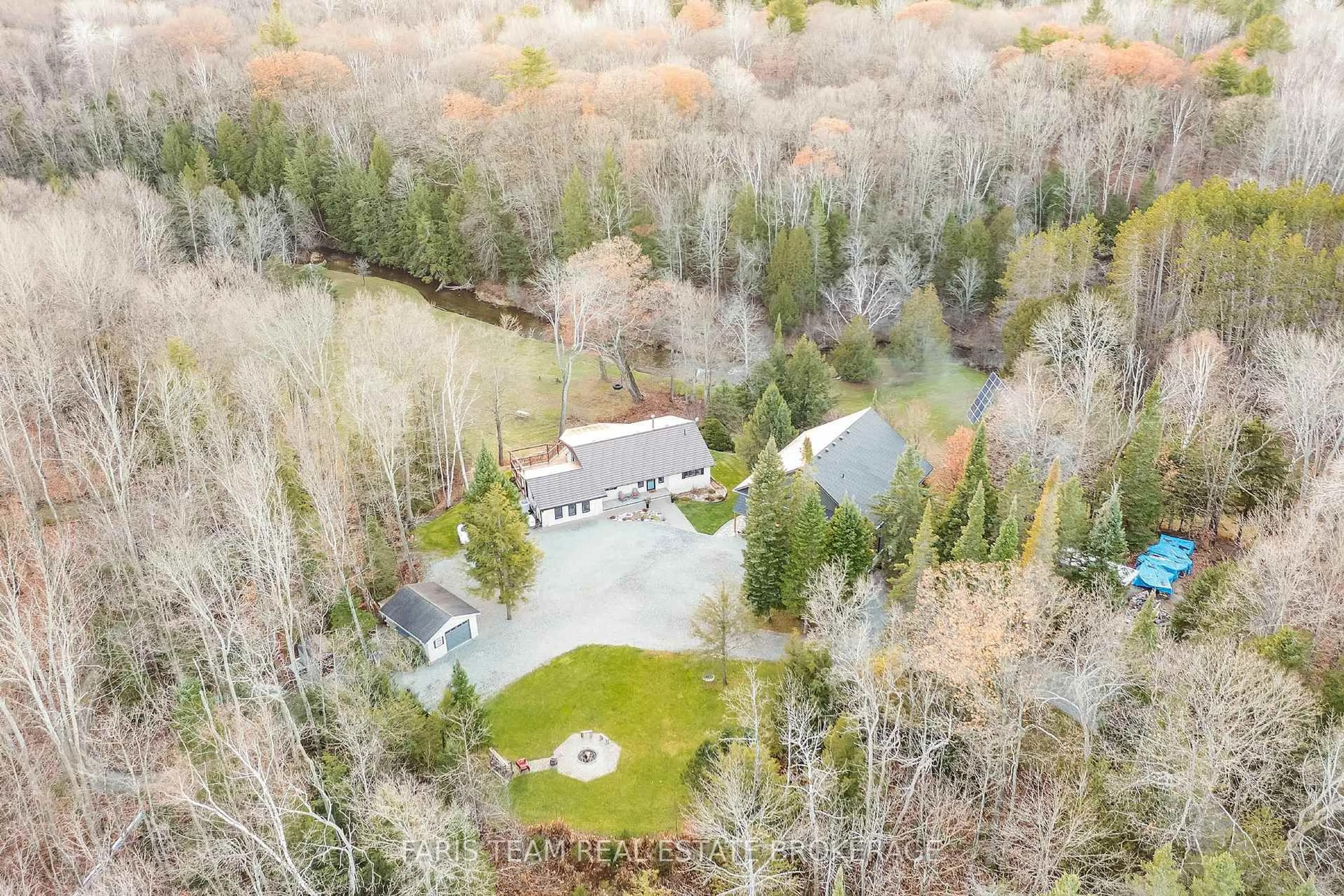 A pic from outside/outdoor area/front of a property/back of a property/a pic from drone, forest/trees view for 1520 Rosemount Rd, Tay Ontario L0K 2C0
