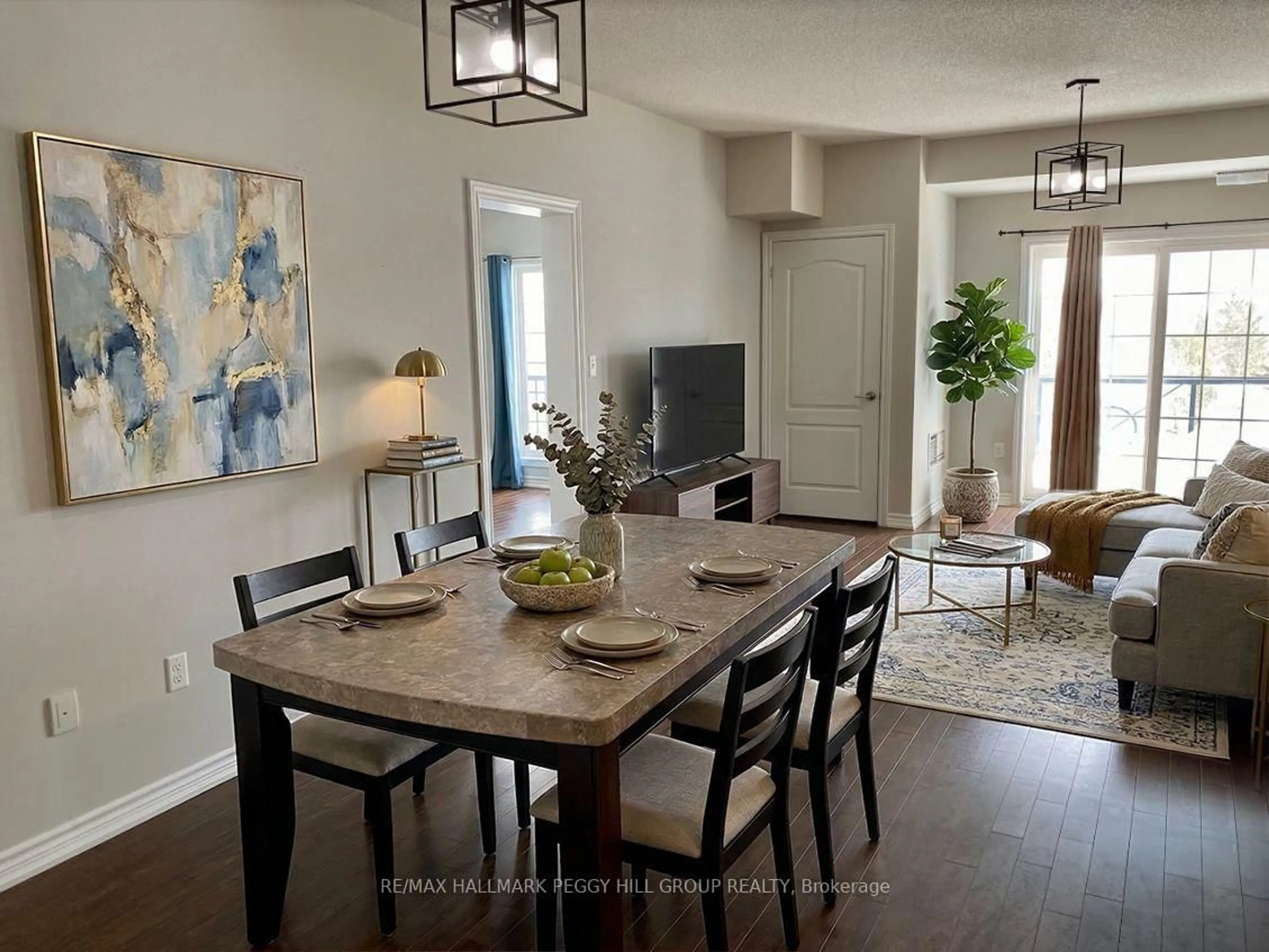 Dining room, wood/laminate floor for 45 Ferndale Dr #405, Barrie Ontario L4N 5W7