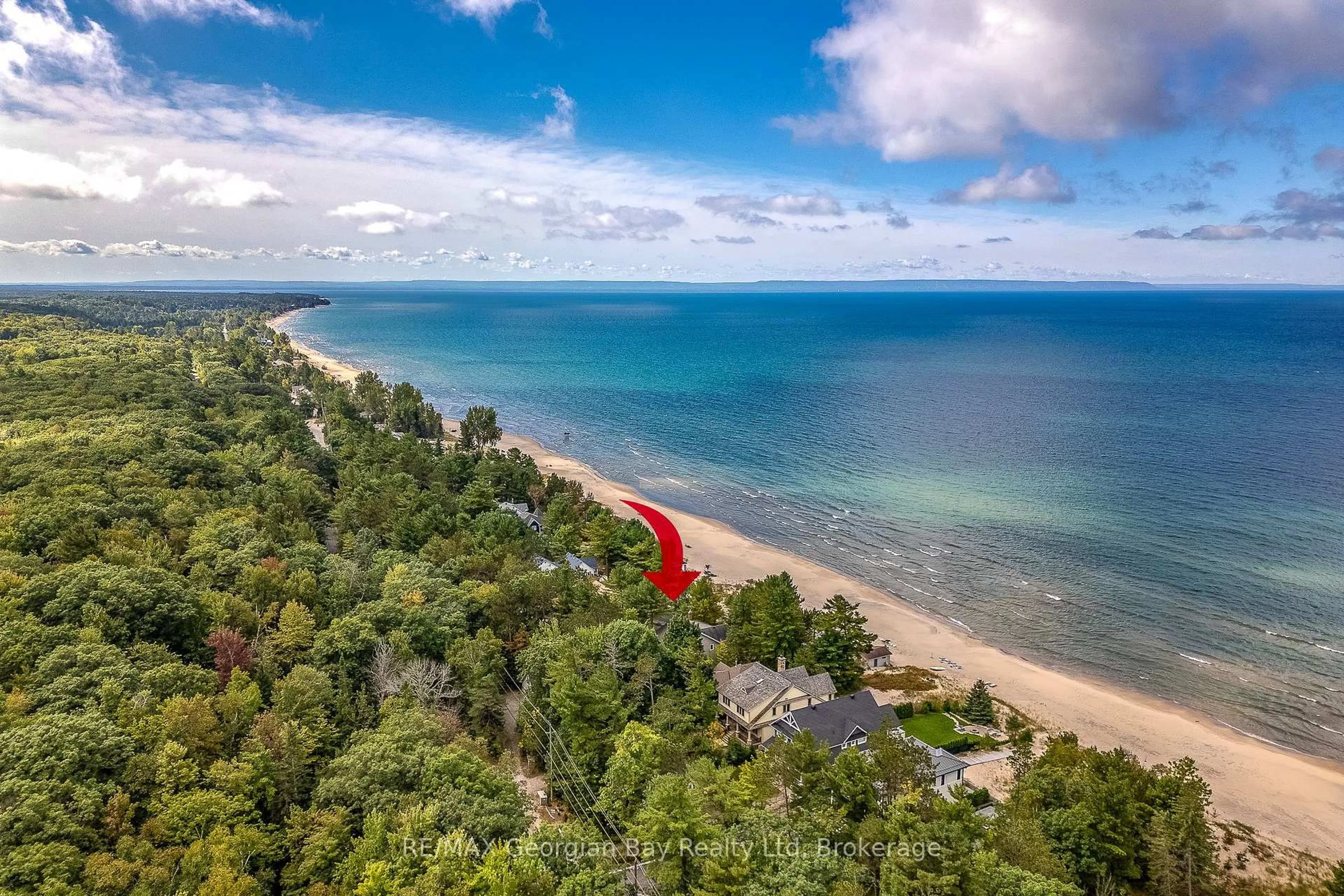 A pic from outside/outdoor area/front of a property/back of a property/a pic from drone, water/lake/river/ocean view for 750 Tiny Beaches Rd, Tiny Ontario L0L 2T0