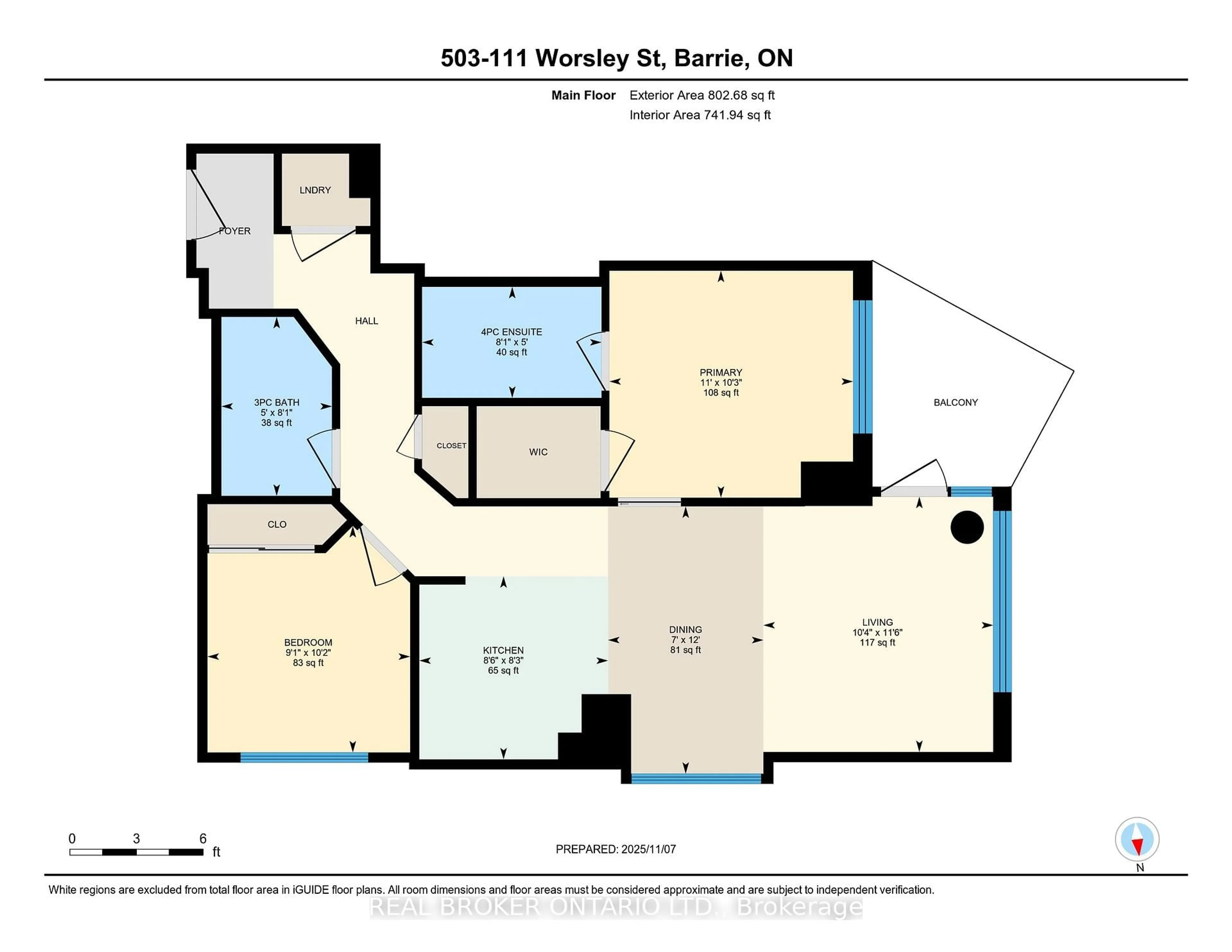 Floor plan for 111 Worsley St ##503, Barrie Ontario L4M 0J5