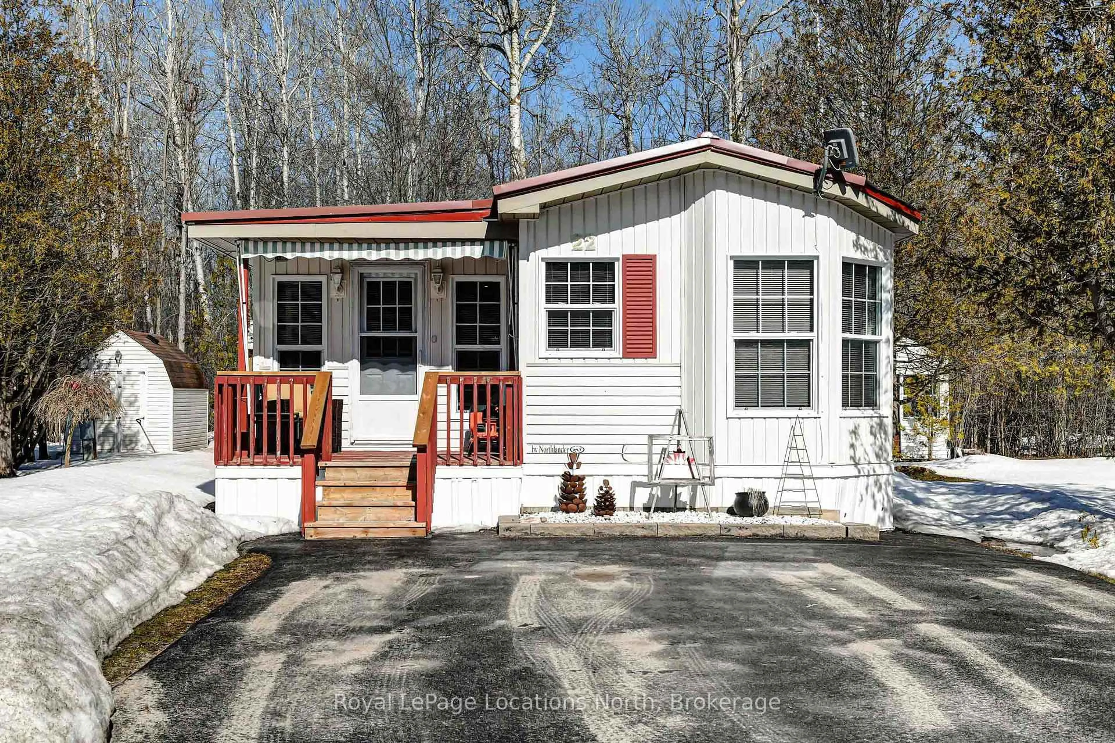 Home with vinyl exterior material, street for 22 Prince Charles Ave, Springwater Ontario L0L 1P0