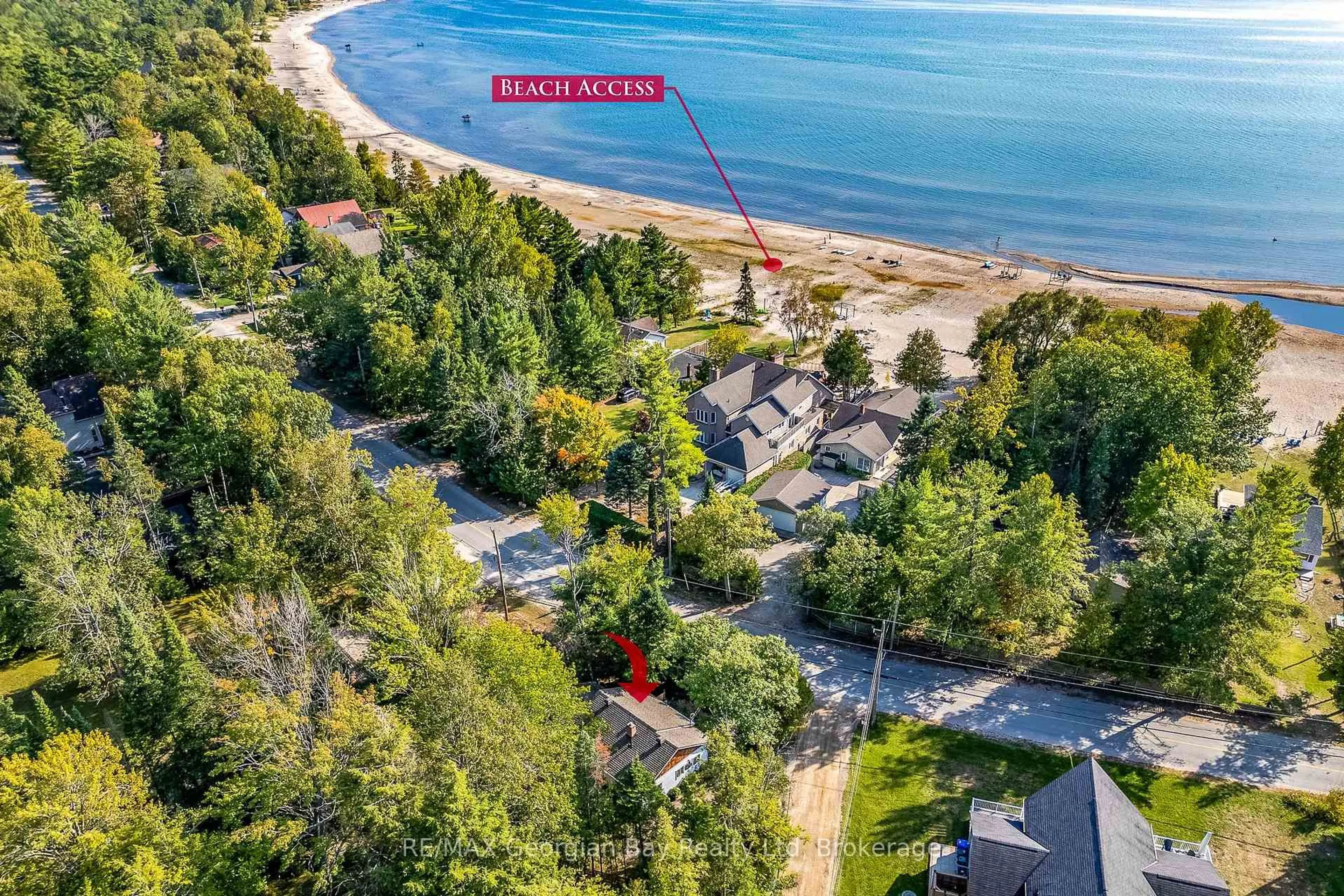 A pic from outside/outdoor area/front of a property/back of a property/a pic from drone, water/lake/river/ocean view for 369 Tiny Beaches Rd, Tiny Ontario L0L 2J0