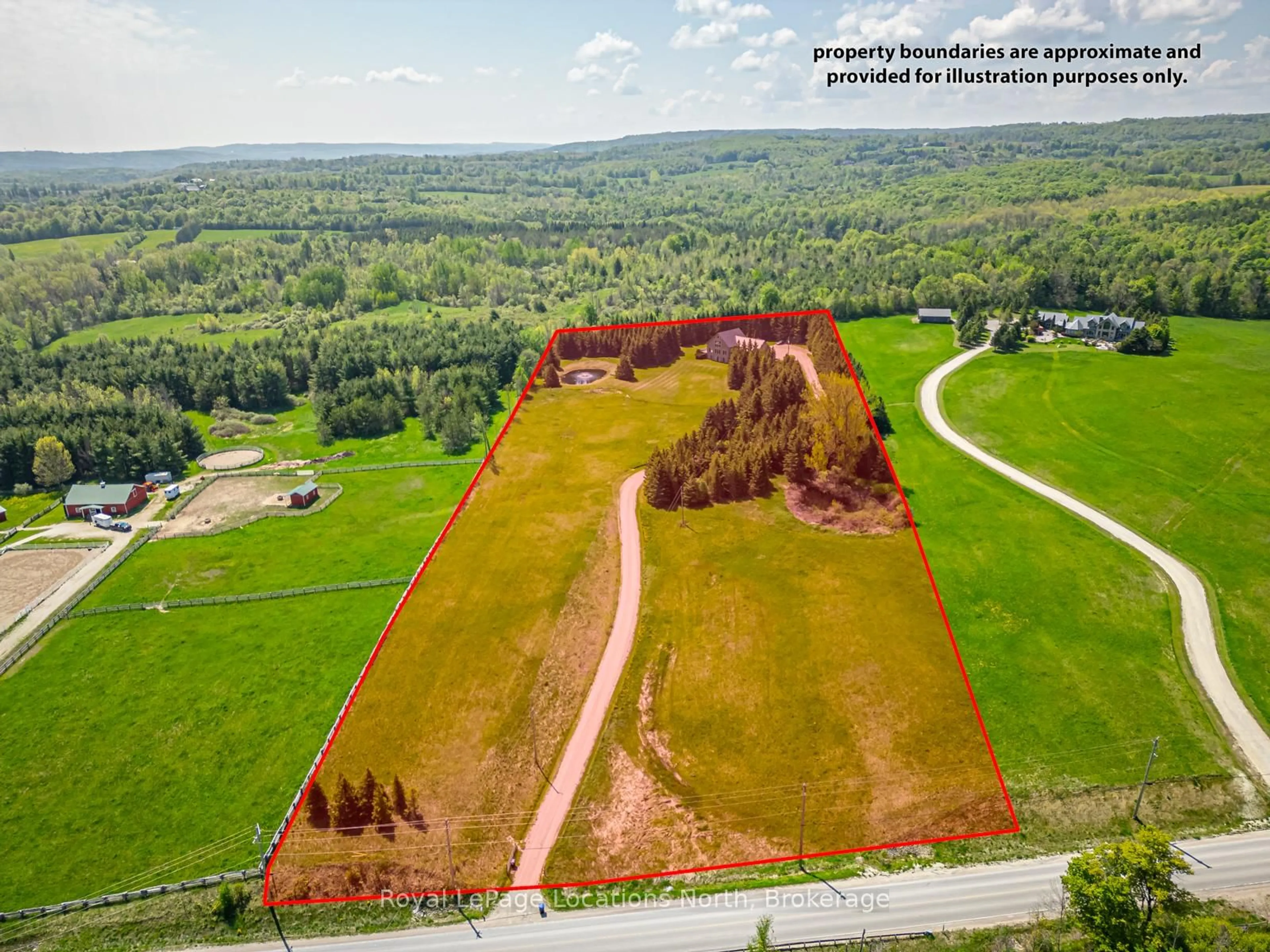 A pic from outside/outdoor area/front of a property/back of a property/a pic from drone, forest/trees view for 9197 County 91 Rd, Clearview Ontario L0M 1H0