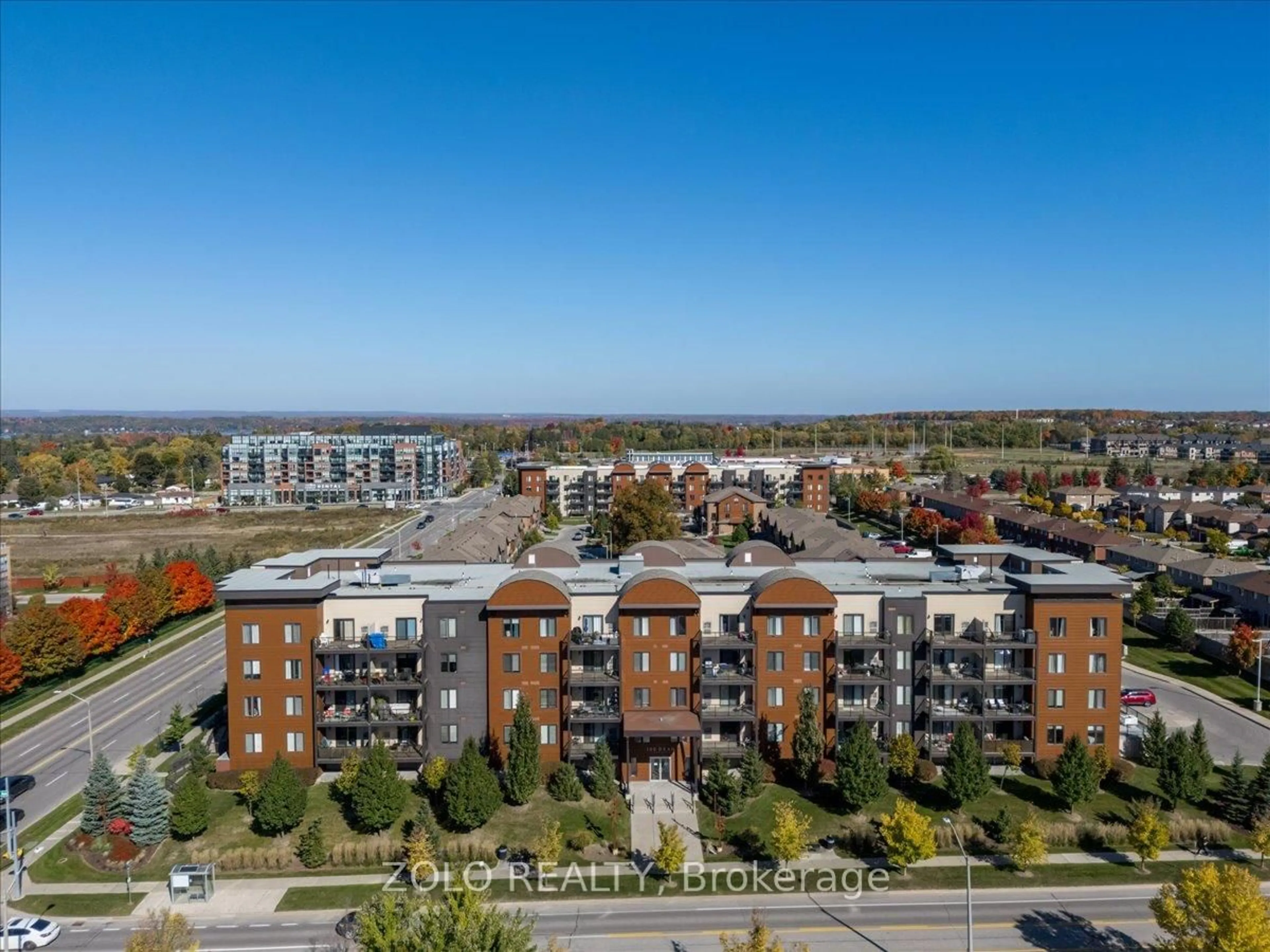 A pic from outside/outdoor area/front of a property/back of a property/a pic from drone, city buildings view from balcony for 100 Dean Ave #402, Barrie Ontario L9J 0H1