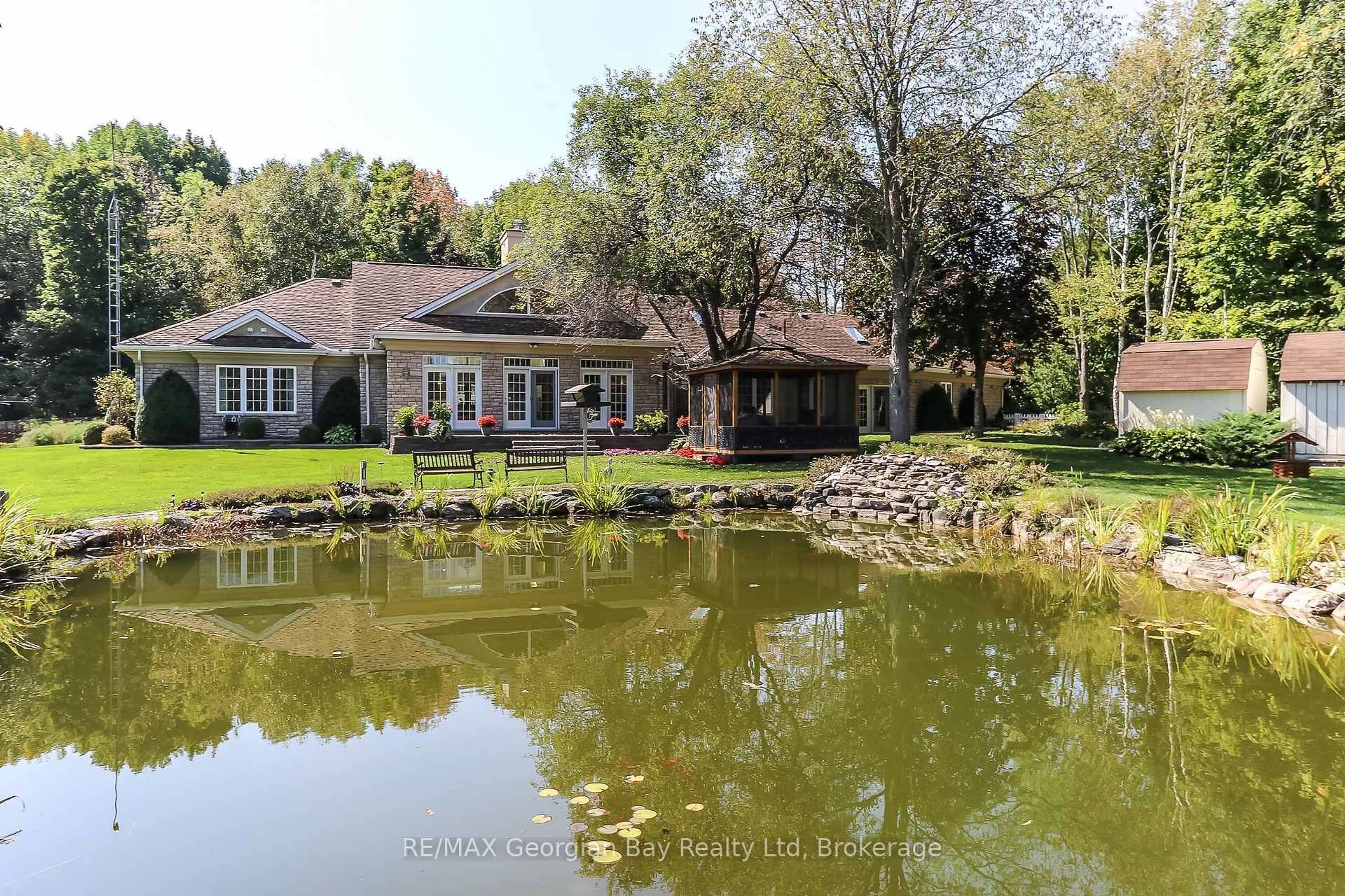 A pic from outside/outdoor area/front of a property/back of a property/a pic from drone, water/lake/river/ocean view for 326 BLUEBERRY MARSH Rd, Oro-Medonte Ontario L4R 4K3