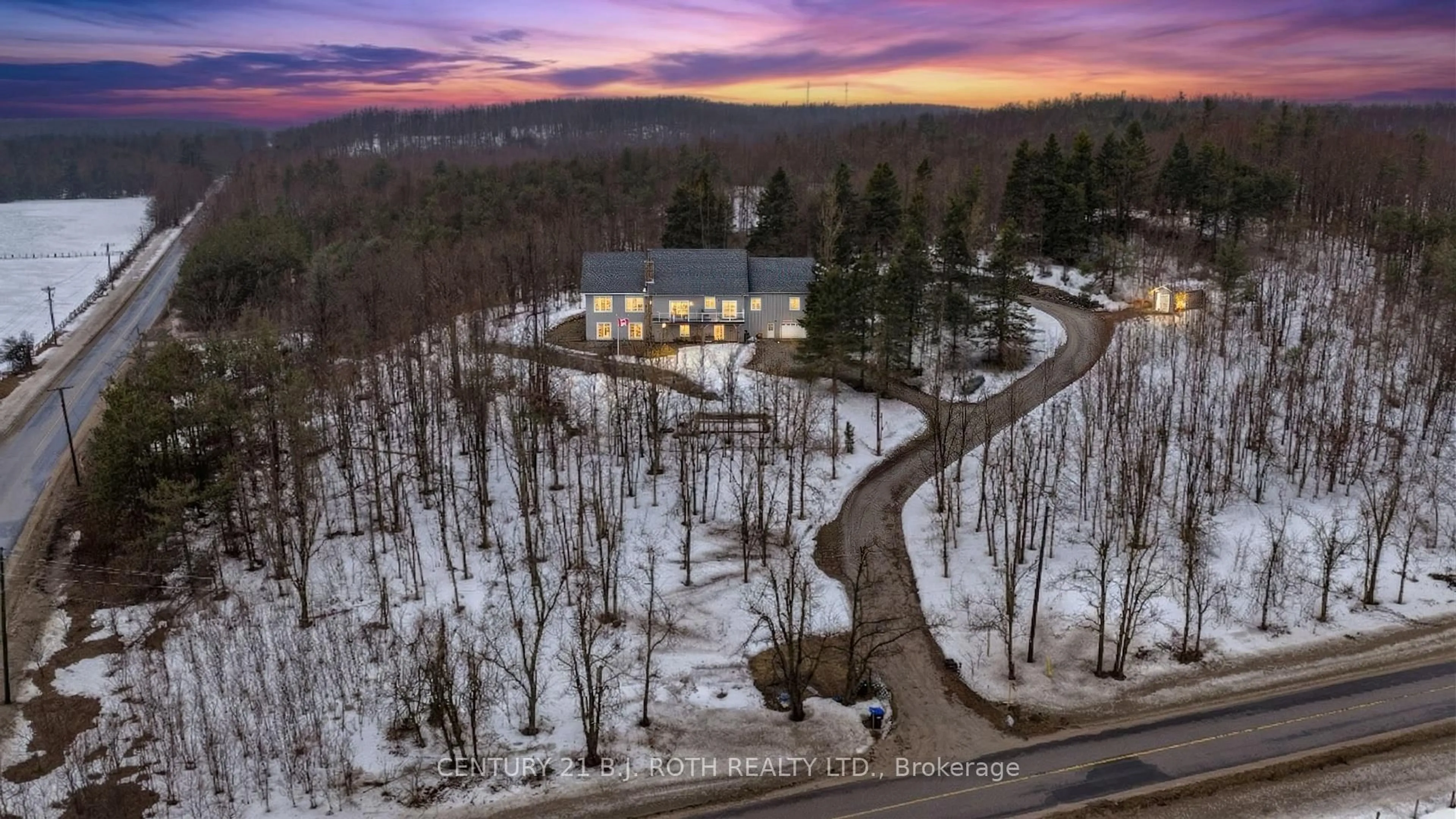 A pic from outside/outdoor area/front of a property/back of a property/a pic from drone, forest/trees view for 2700 Line 4, Oro-Medonte Ontario L0L 2L0