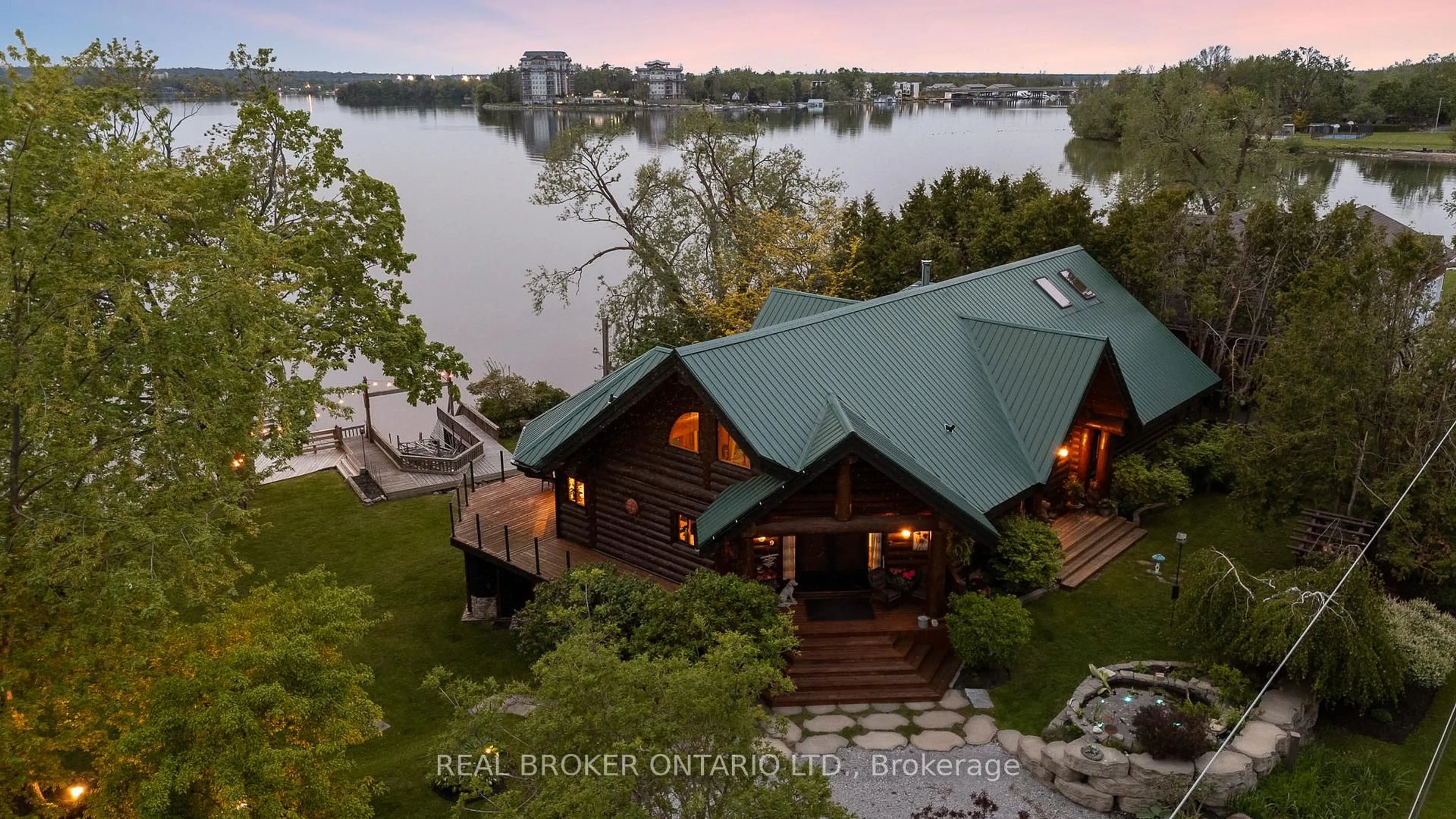 A pic from outside/outdoor area/front of a property/back of a property/a pic from drone, water/lake/river/ocean view for 99 Creighton St, Ramara Ontario L3V 1B4