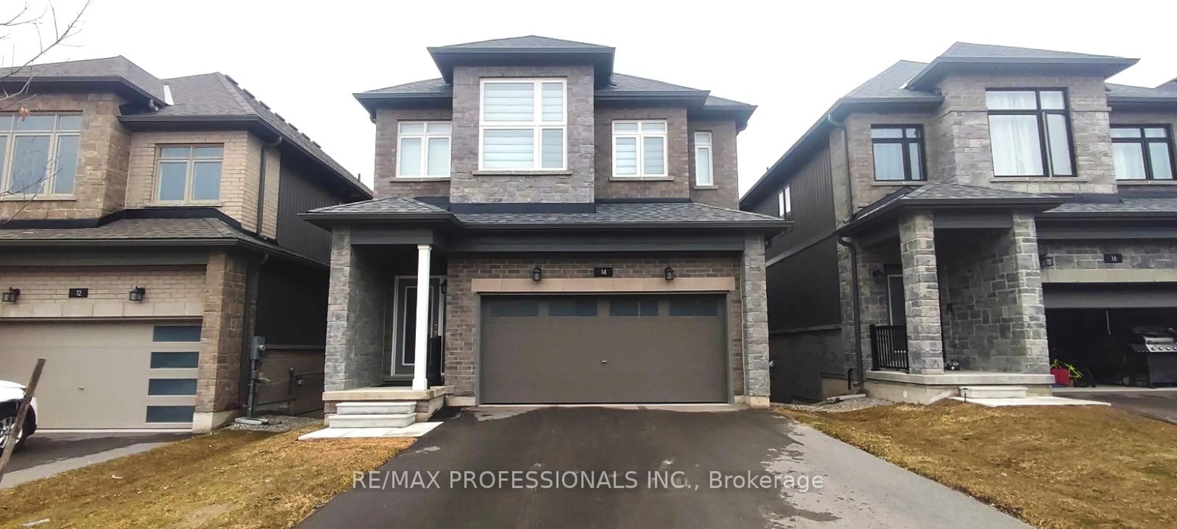 Home with brick exterior material, street for 14 Barnyard Tr, Barrie Ontario L9J 0T4