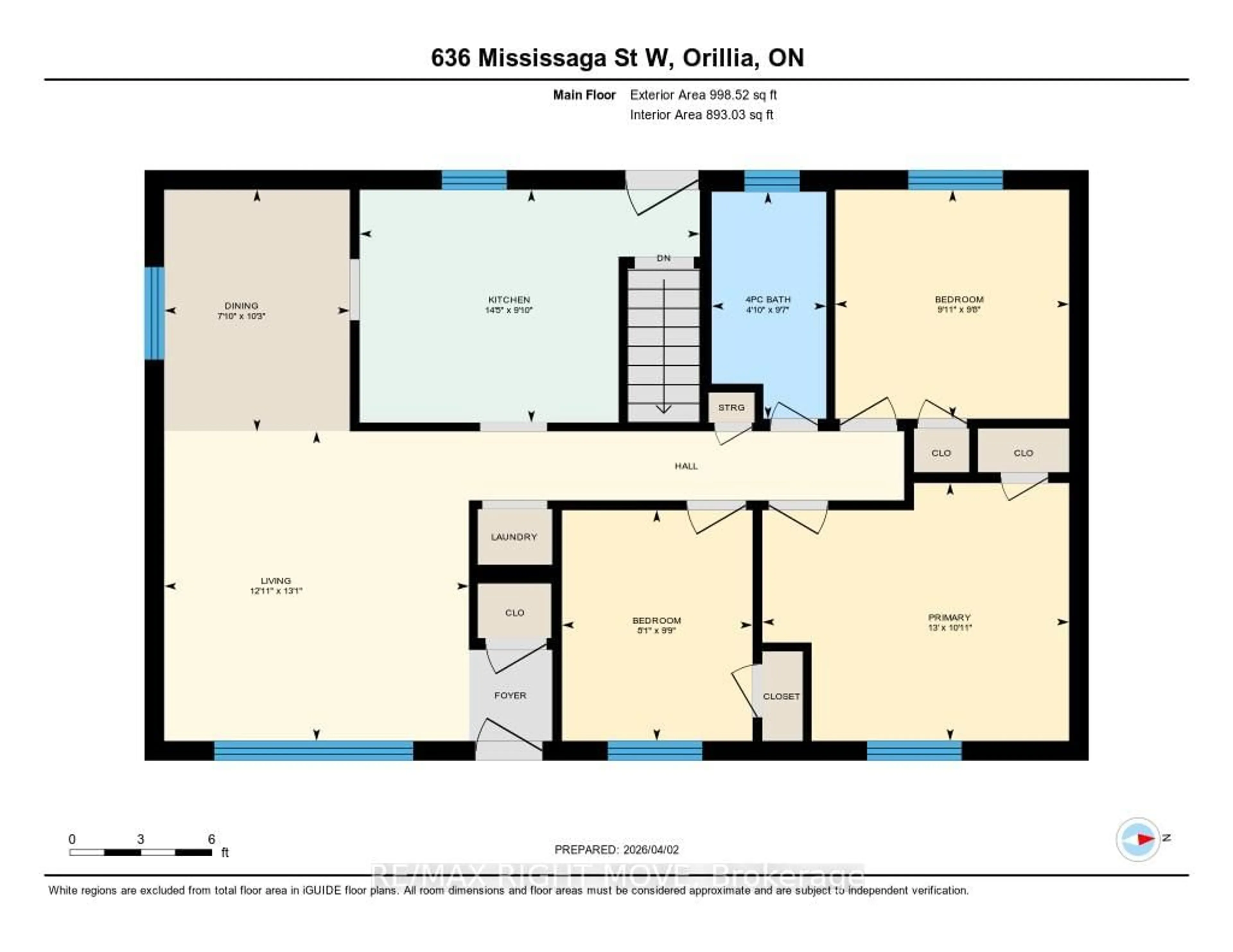 Floor plan for 636 Mississaga St, Orillia Ontario L3V 3C6