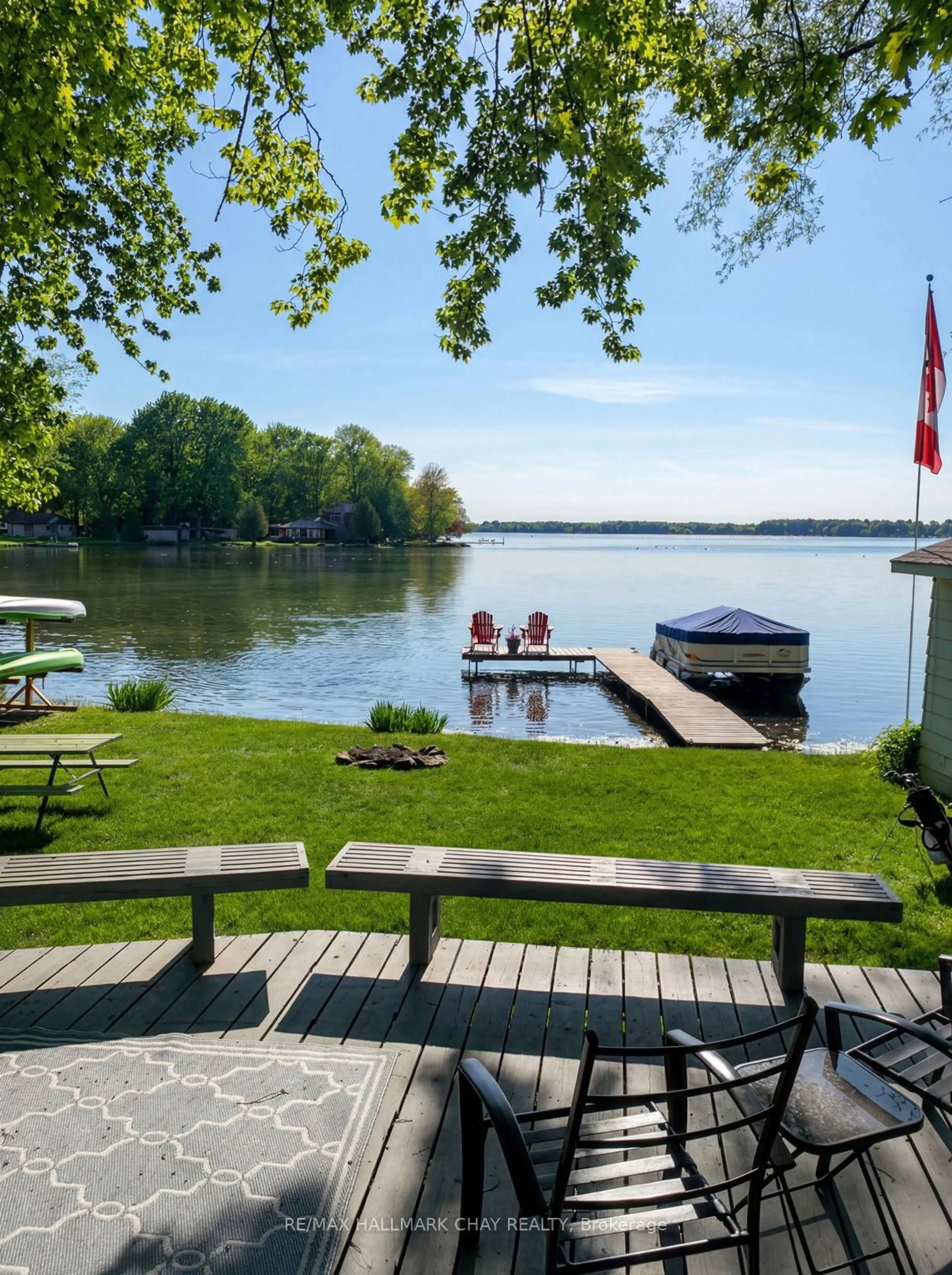 Patio, water/lake/river/ocean view for 4350 Plum Point Rd, Ramara Ontario L3V 6H7