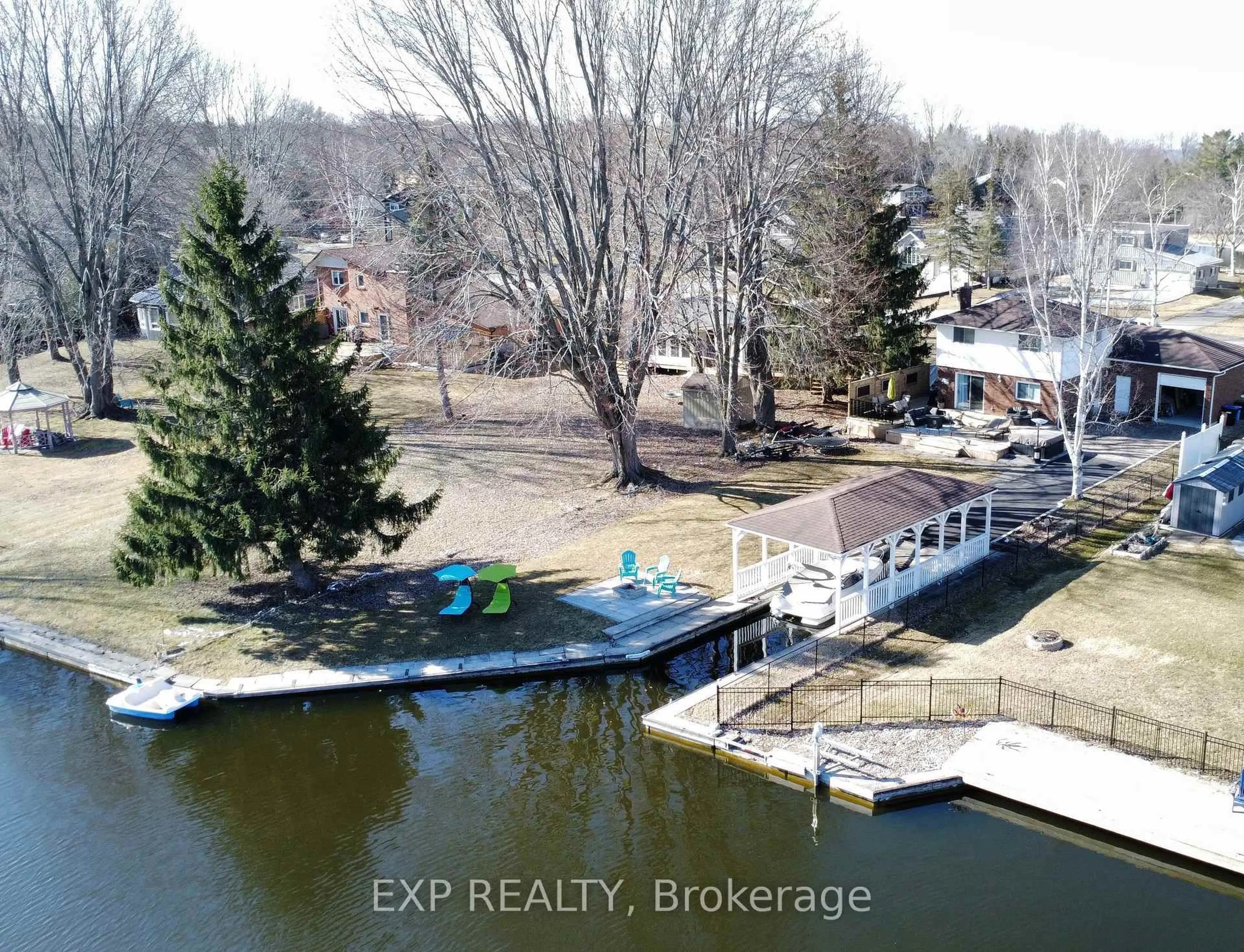 A pic from outside/outdoor area/front of a property/back of a property/a pic from drone, water/lake/river/ocean view for 25 Turtle Path, Ramara Ontario L0K 1B0
