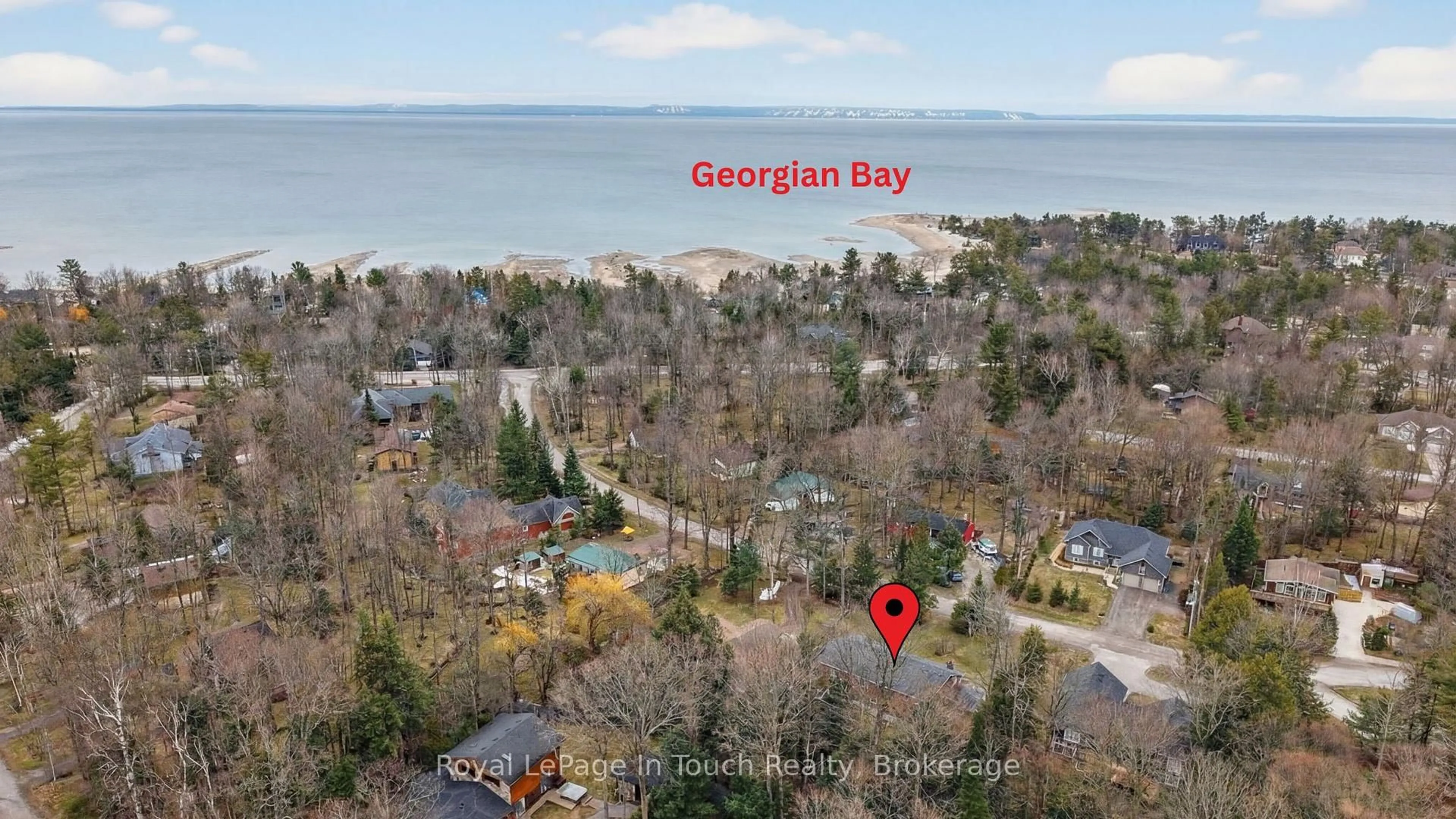 A pic from outside/outdoor area/front of a property/back of a property/a pic from drone, water/lake/river/ocean view for 23 Duquette Crt, Tiny Ontario L9M 0H3