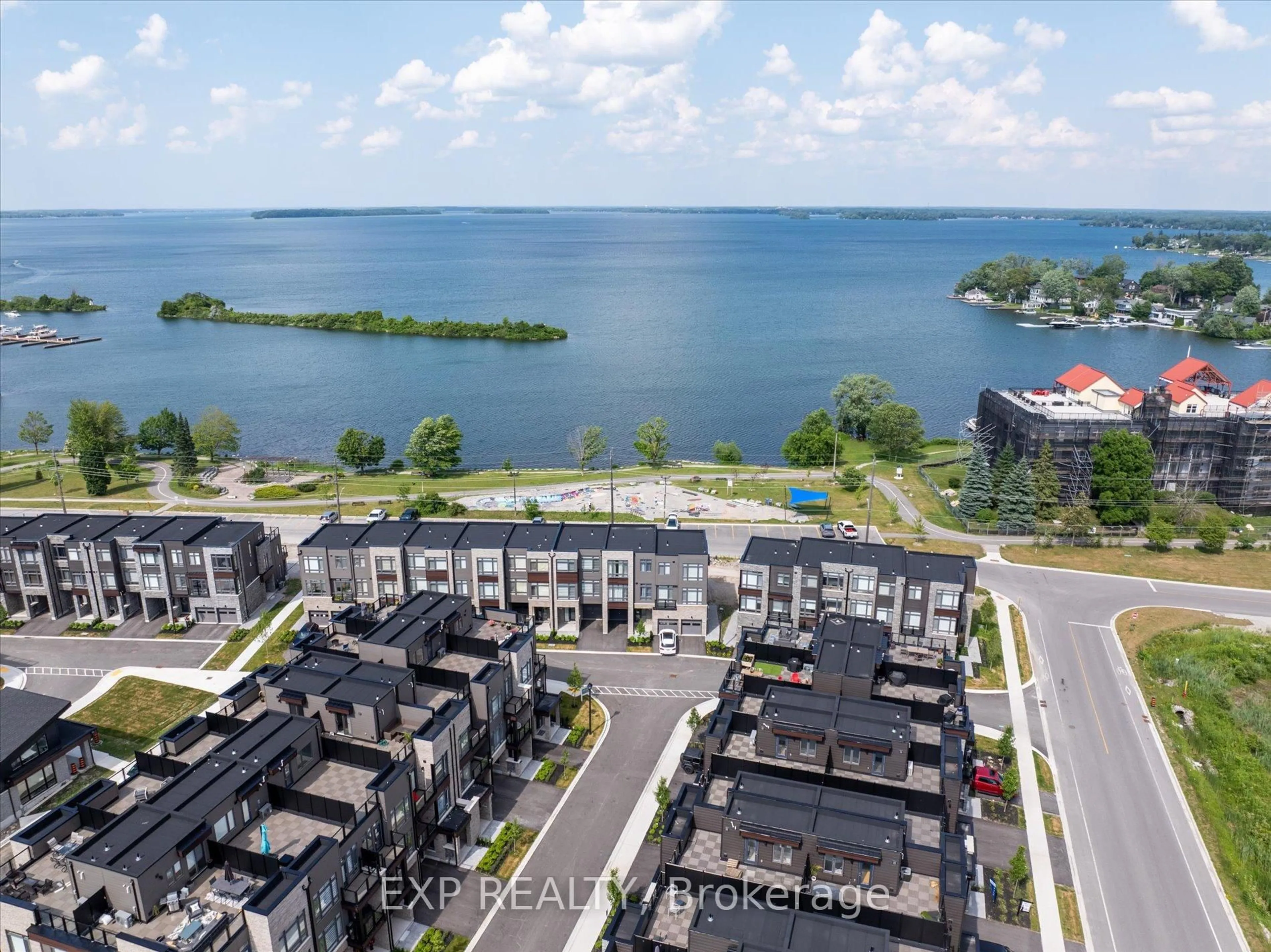 A pic from outside/outdoor area/front of a property/back of a property/a pic from drone, water/lake/river/ocean view for 48 Wyn Wood Lane, Orillia Ontario L3V 8P7