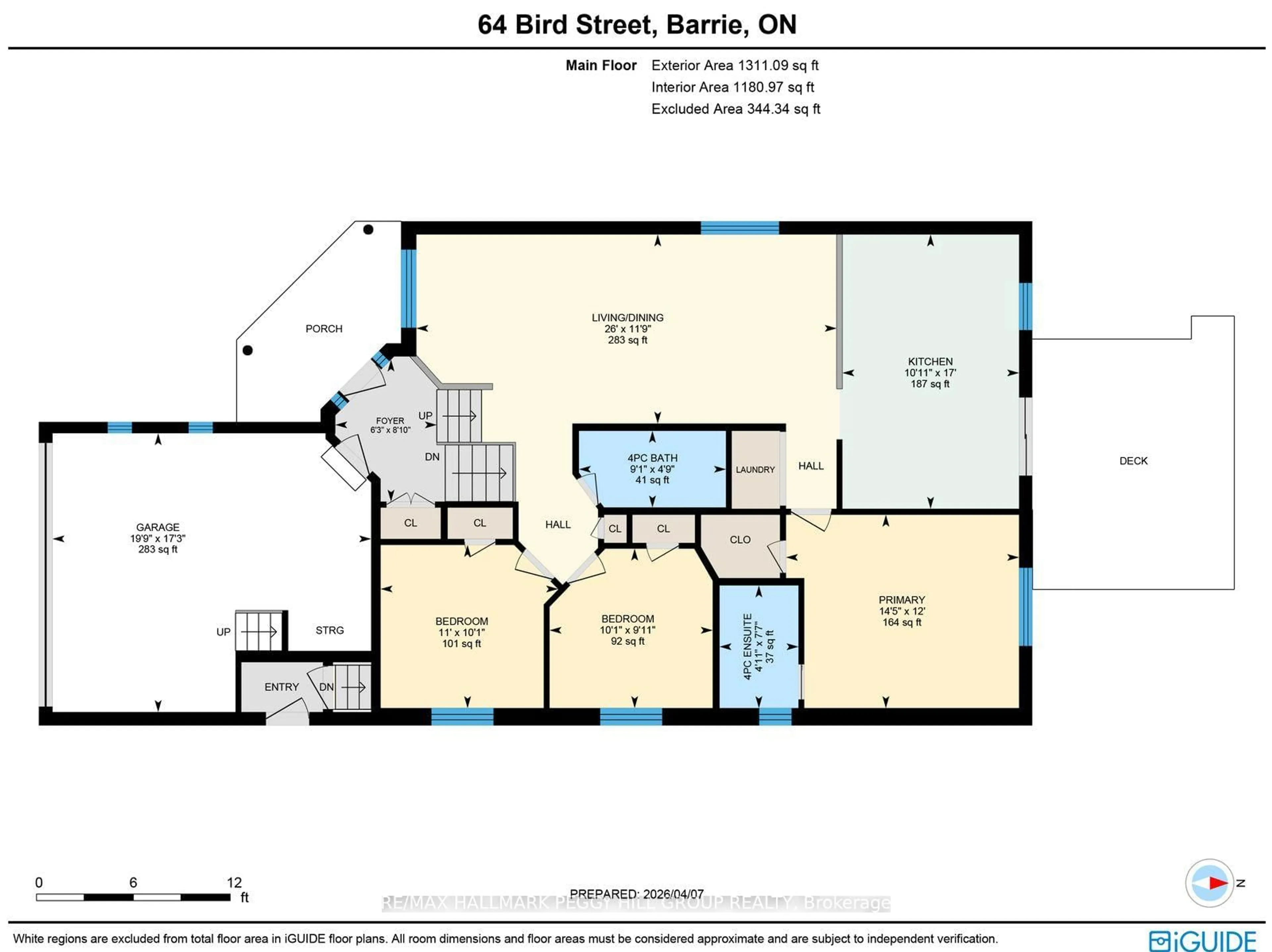 Floor plan for 64 Bird St, Barrie Ontario L4N 0X3