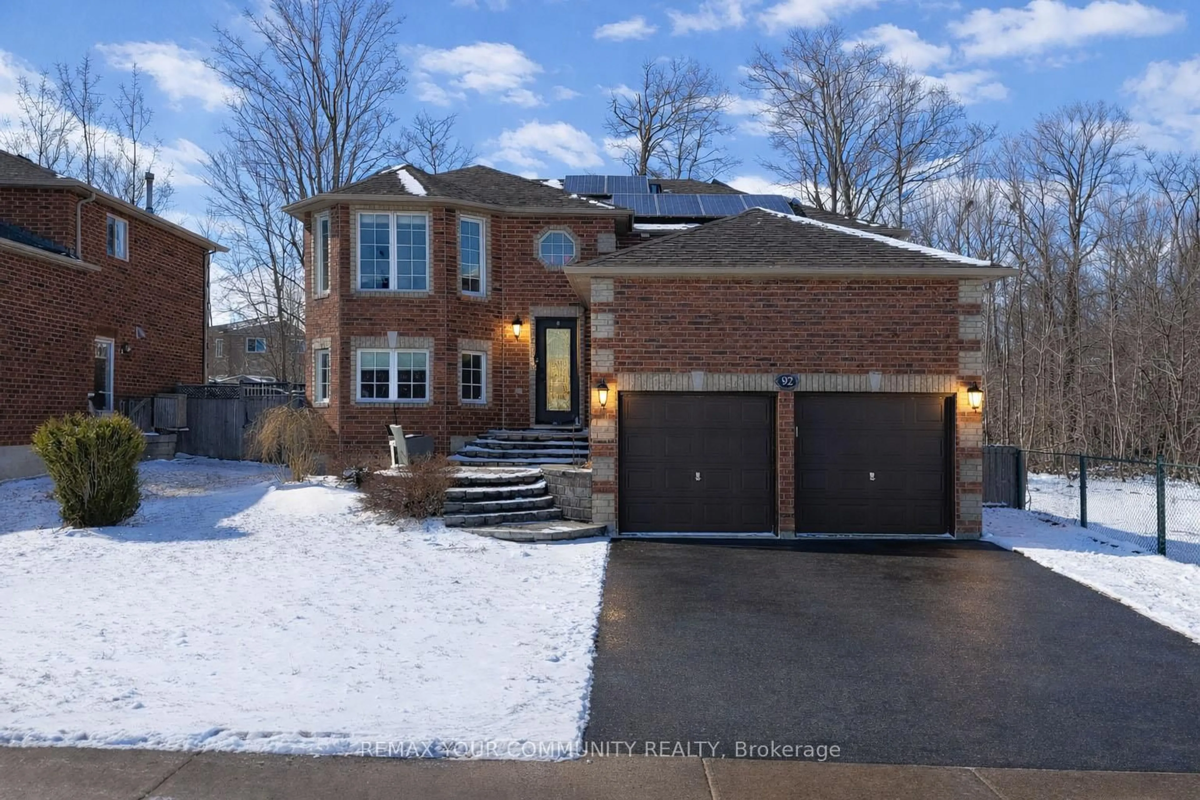 Home with brick exterior material, street for 92 SANDRINGHAM Dr, Barrie Ontario L4M 7J5