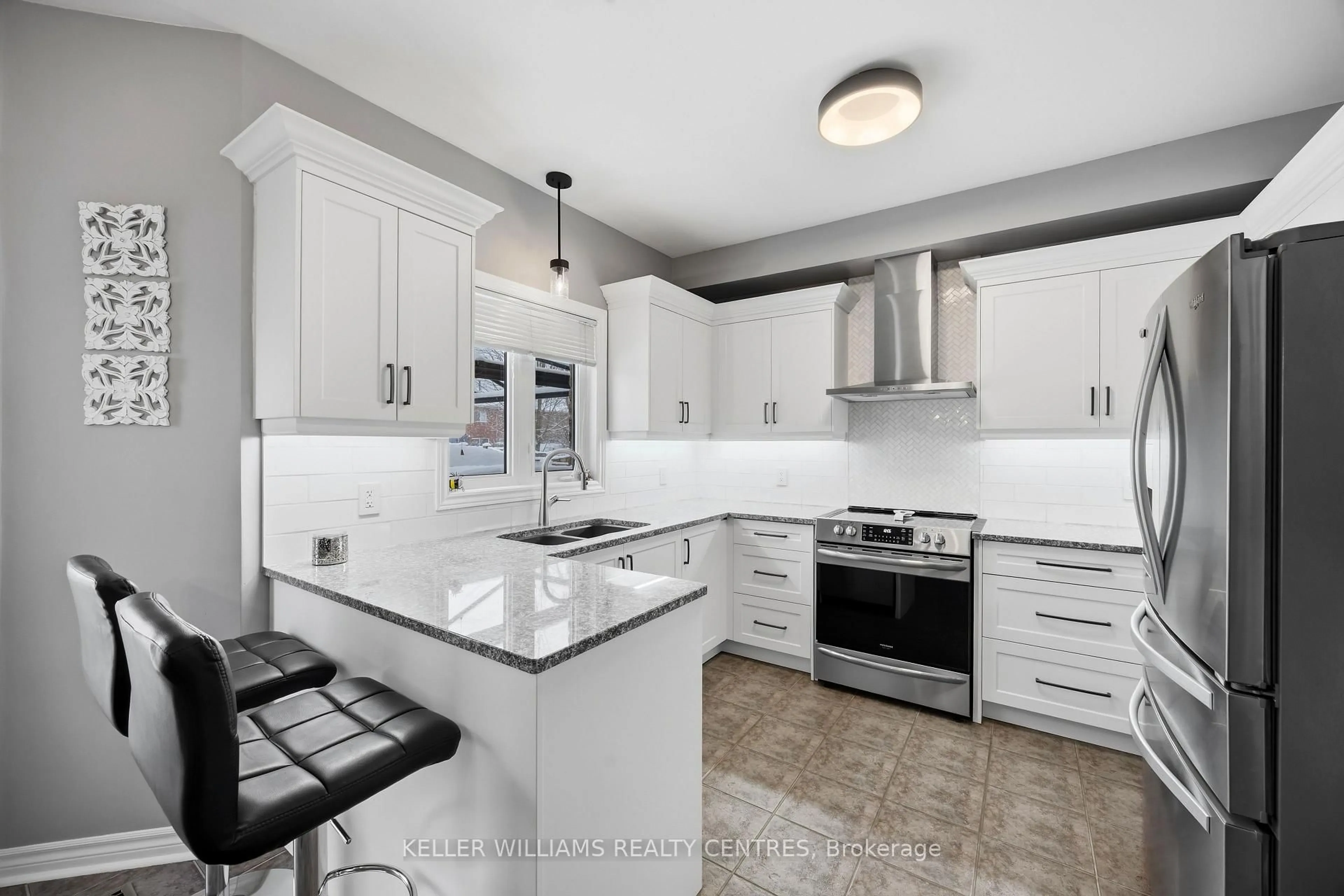 Contemporary kitchen, ceramic/tile floor for 13 Surrey Dr, Barrie Ontario L4M 0C5