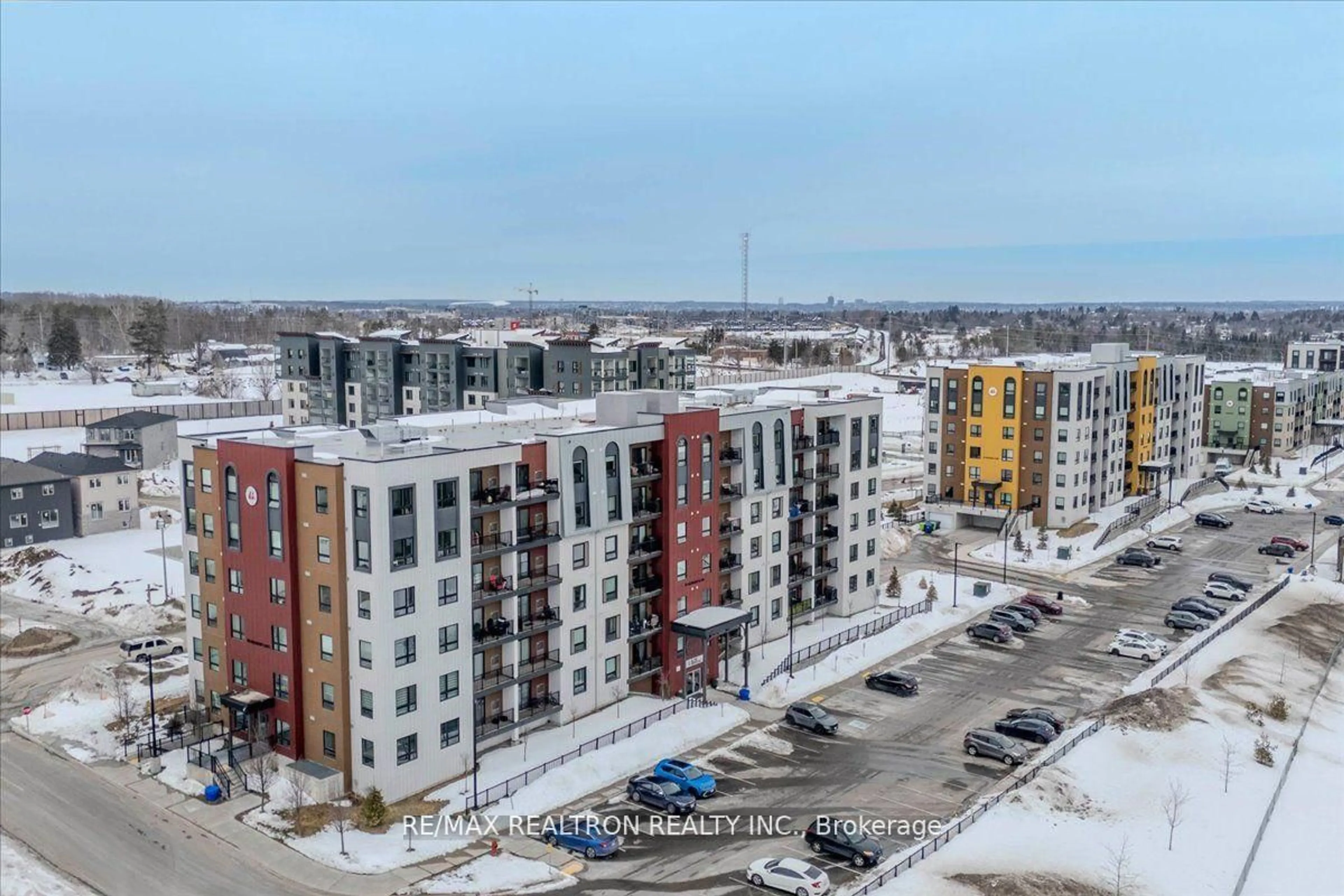A pic from outside/outdoor area/front of a property/back of a property/a pic from drone, city buildings view from balcony for 10 Culinary Lane #504, Barrie Ontario L9J 0C2