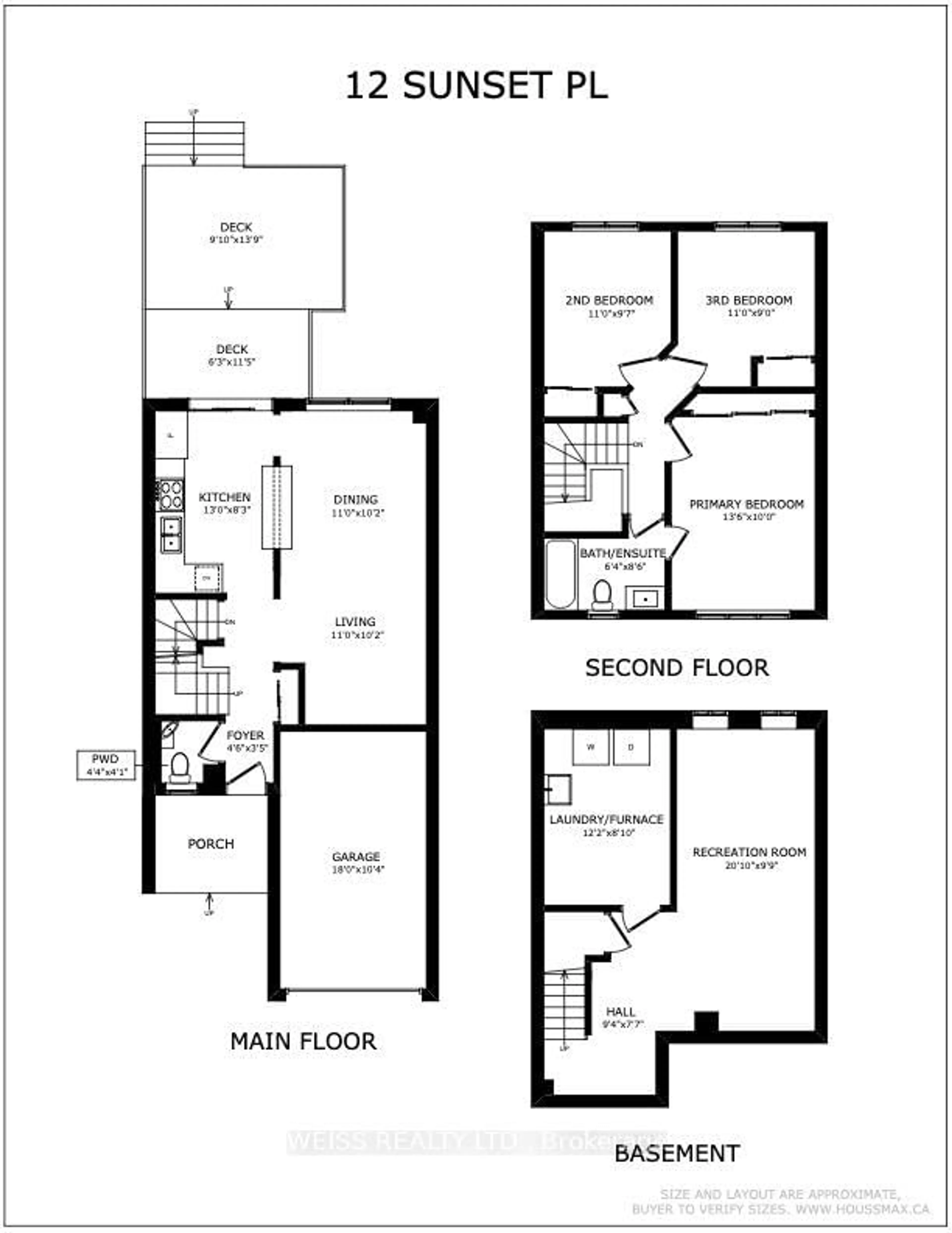 Floor plan for 12 Sunset Pl, Barrie Ontario L4N 0T7