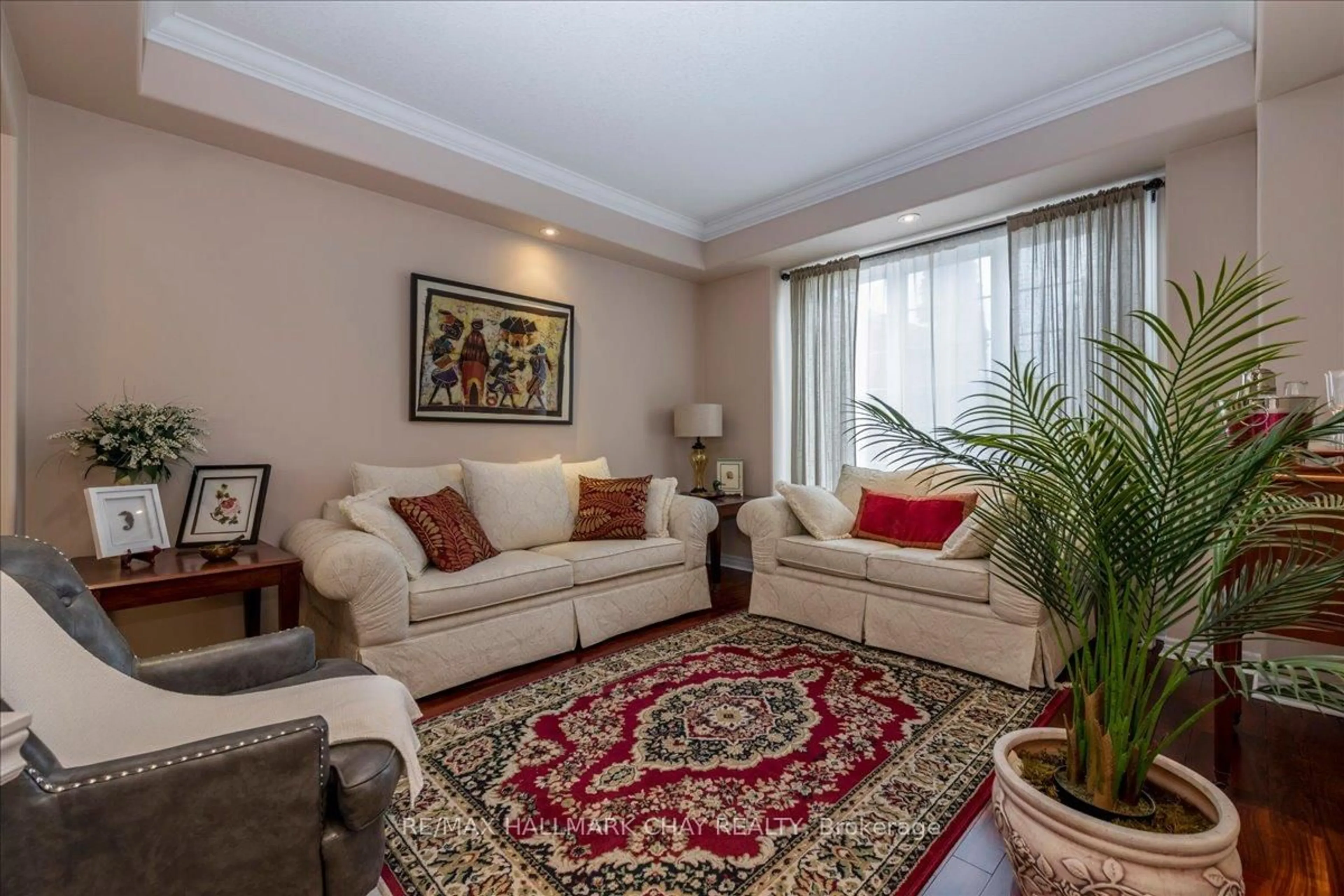Living room with furniture, carpet floor for 30 Birkhall Pl, Barrie Ontario L4N 0K6