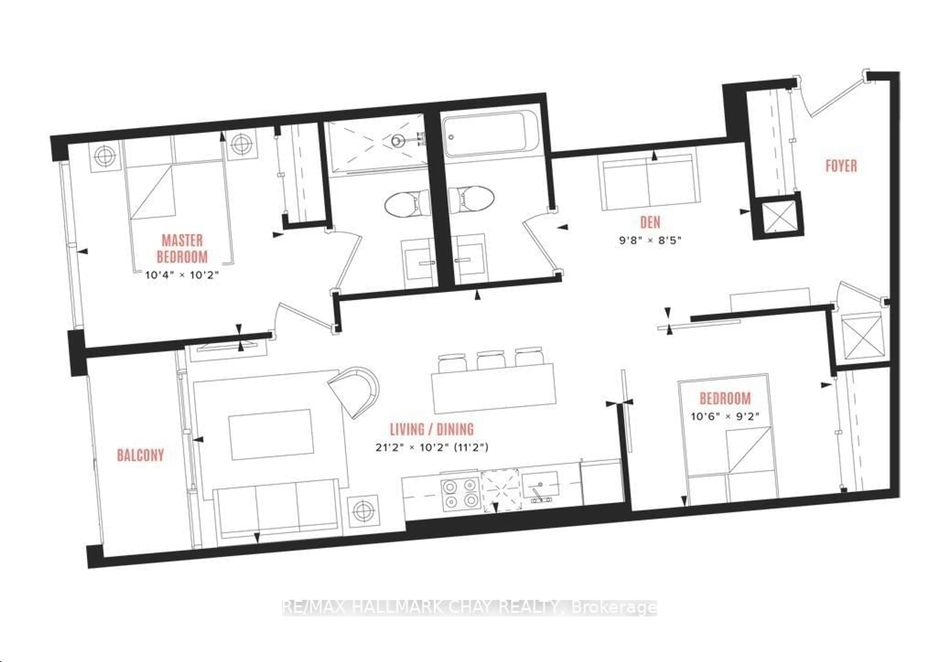 Floor plan for 39 Mary St #1601, Barrie Ontario L4N 1S9