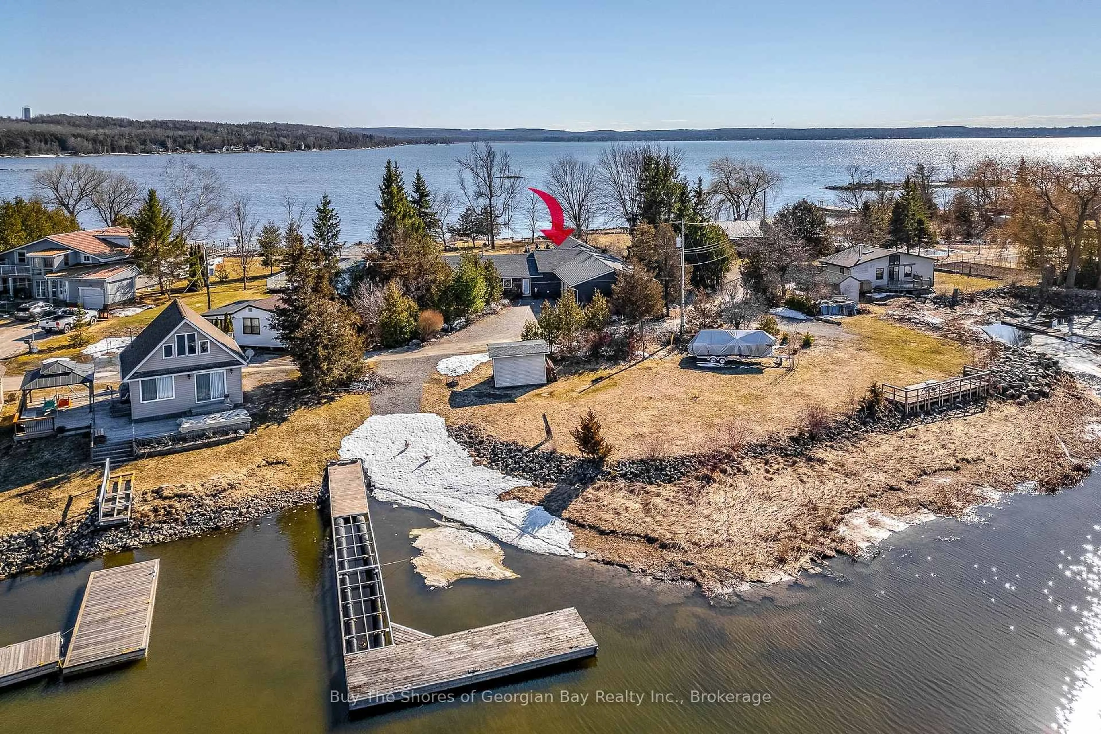 A pic from outside/outdoor area/front of a property/back of a property/a pic from drone, water/lake/river/ocean view for 17 Wilcox Rd, Tay Ontario L4S 2H3