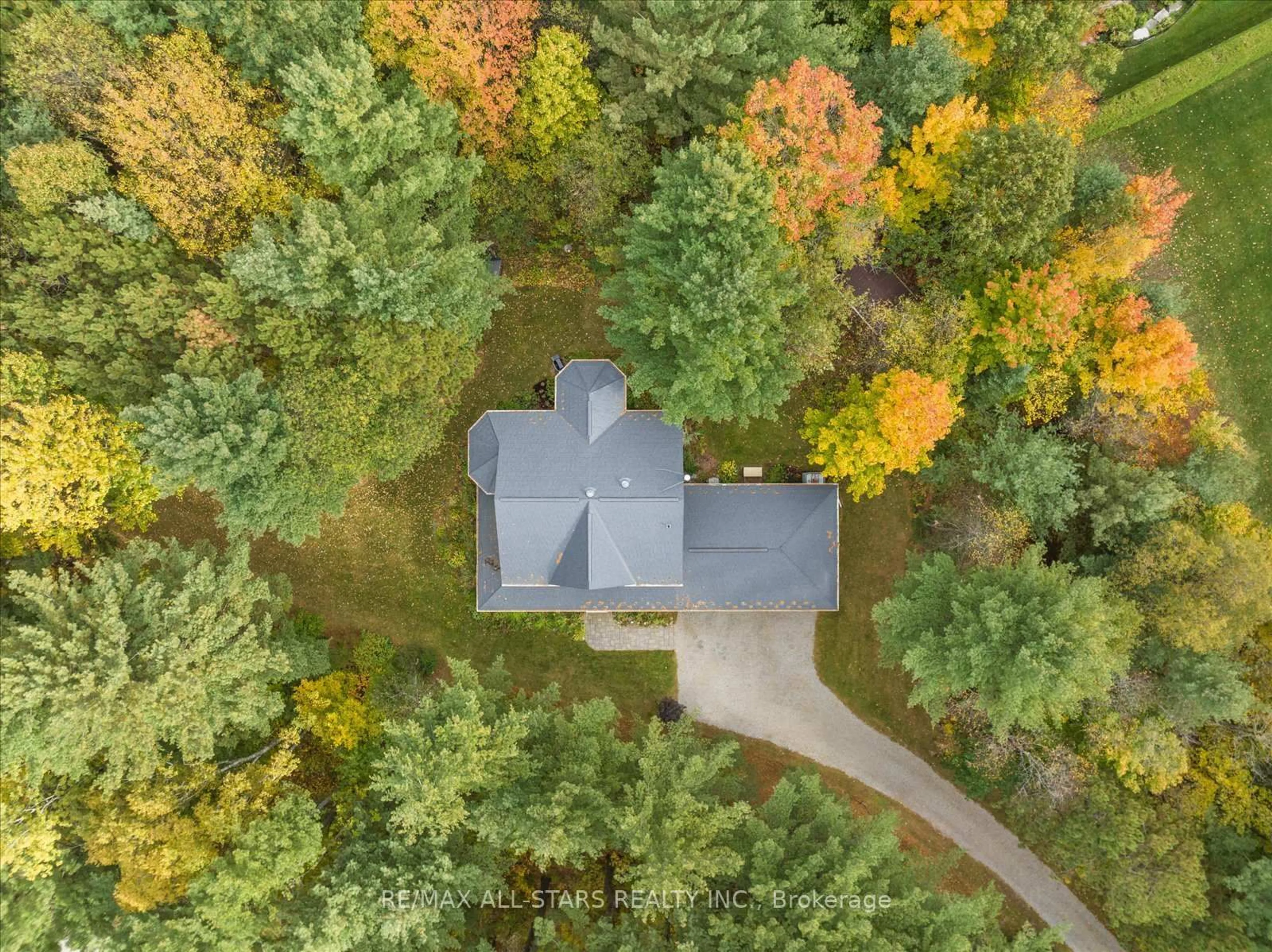 A pic from outside/outdoor area/front of a property/back of a property/a pic from drone, forest/trees view for 29 Robert Blvd, Springwater Ontario L0L 1V0