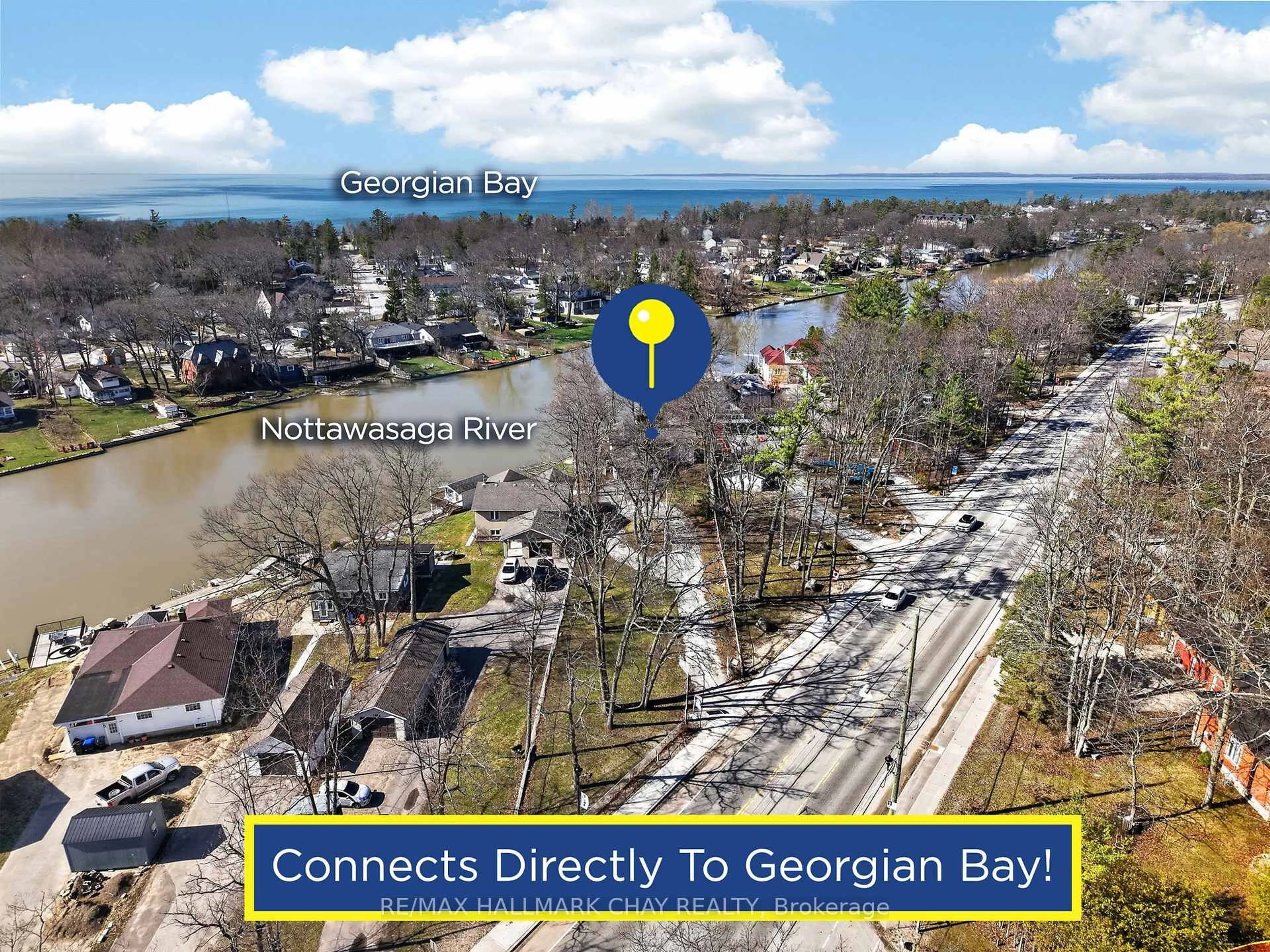 A pic from outside/outdoor area/front of a property/back of a property/a pic from drone, water/lake/river/ocean view for 1976 River Rd, Wasaga Beach Ontario L9Z 2W2