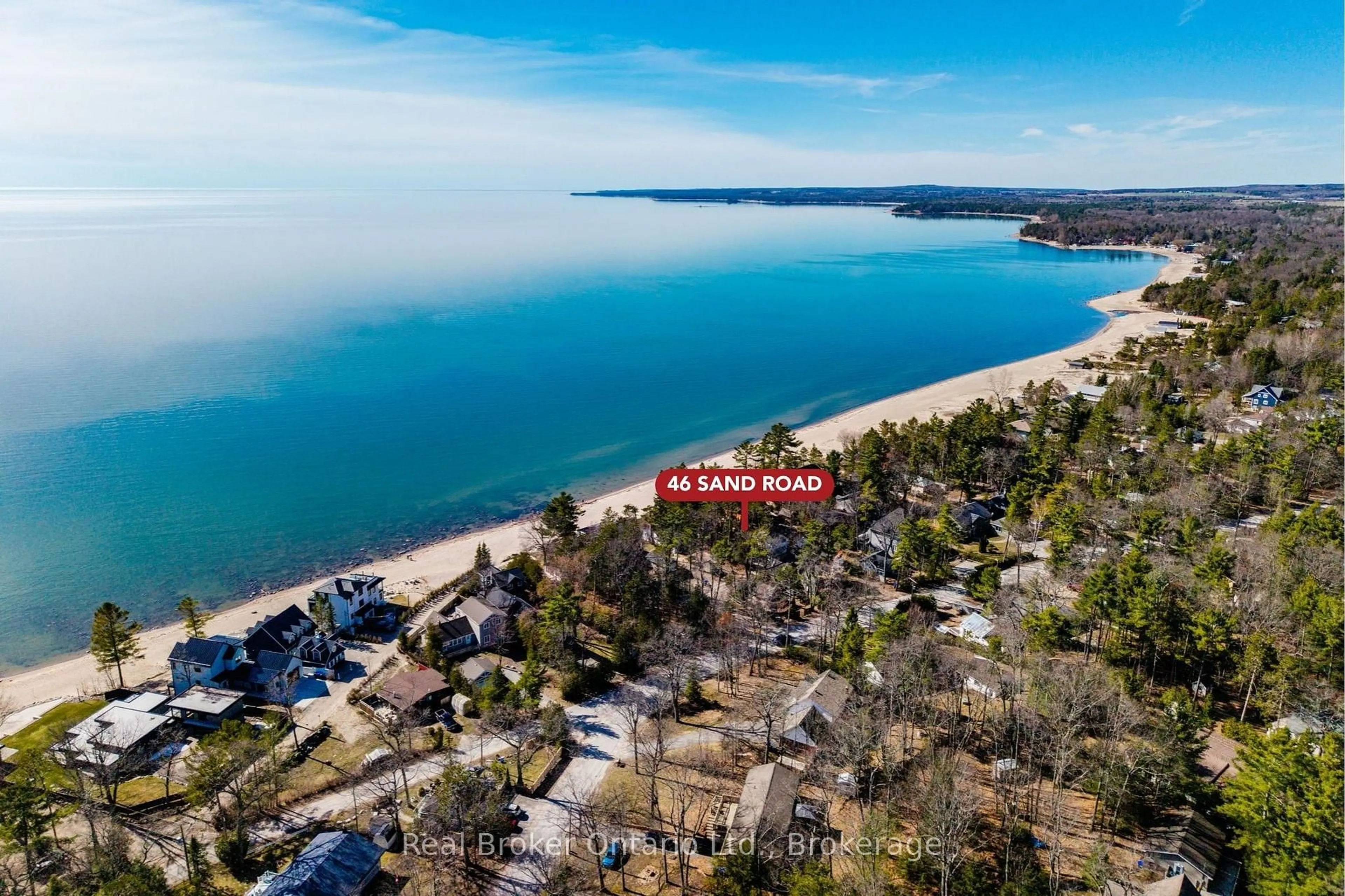 A pic from outside/outdoor area/front of a property/back of a property/a pic from drone, water/lake/river/ocean view for 46 Sand Rd, Tiny Ontario L0L 2J0