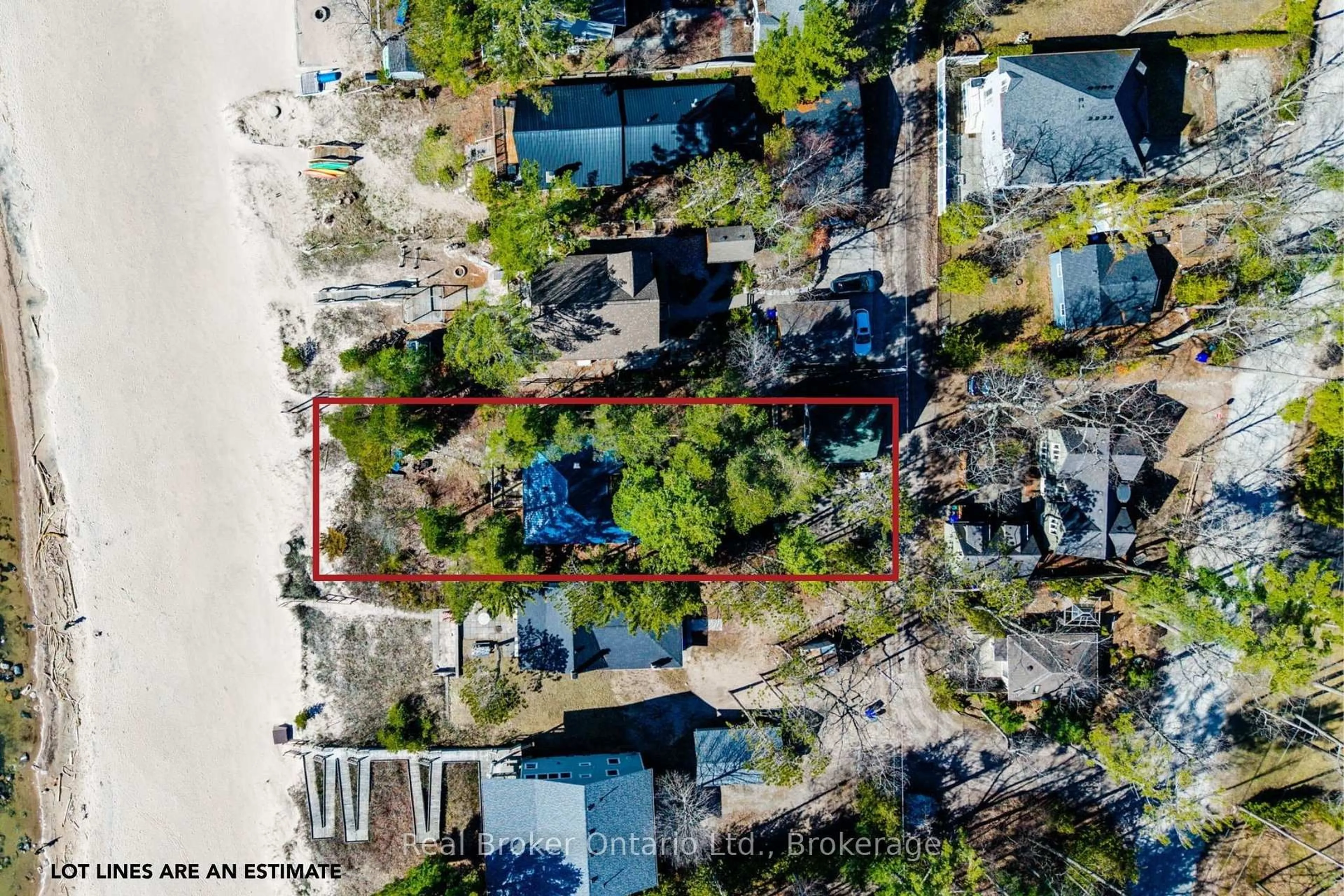 A pic from outside/outdoor area/front of a property/back of a property/a pic from drone, street for 46 Sand Rd, Tiny Ontario L0L 2J0
