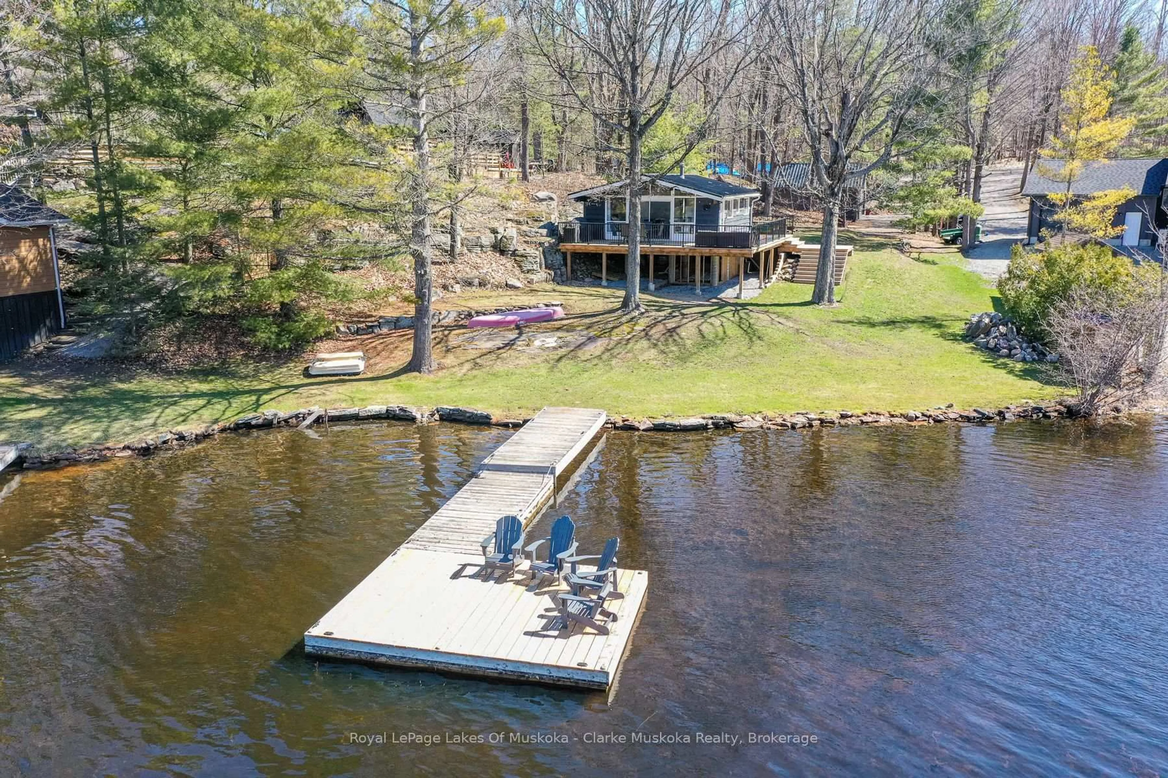 A pic from outside/outdoor area/front of a property/back of a property/a pic from drone, water/lake/river/ocean view for 3258 Loon Lane, Severn Ontario L0K 1S0
