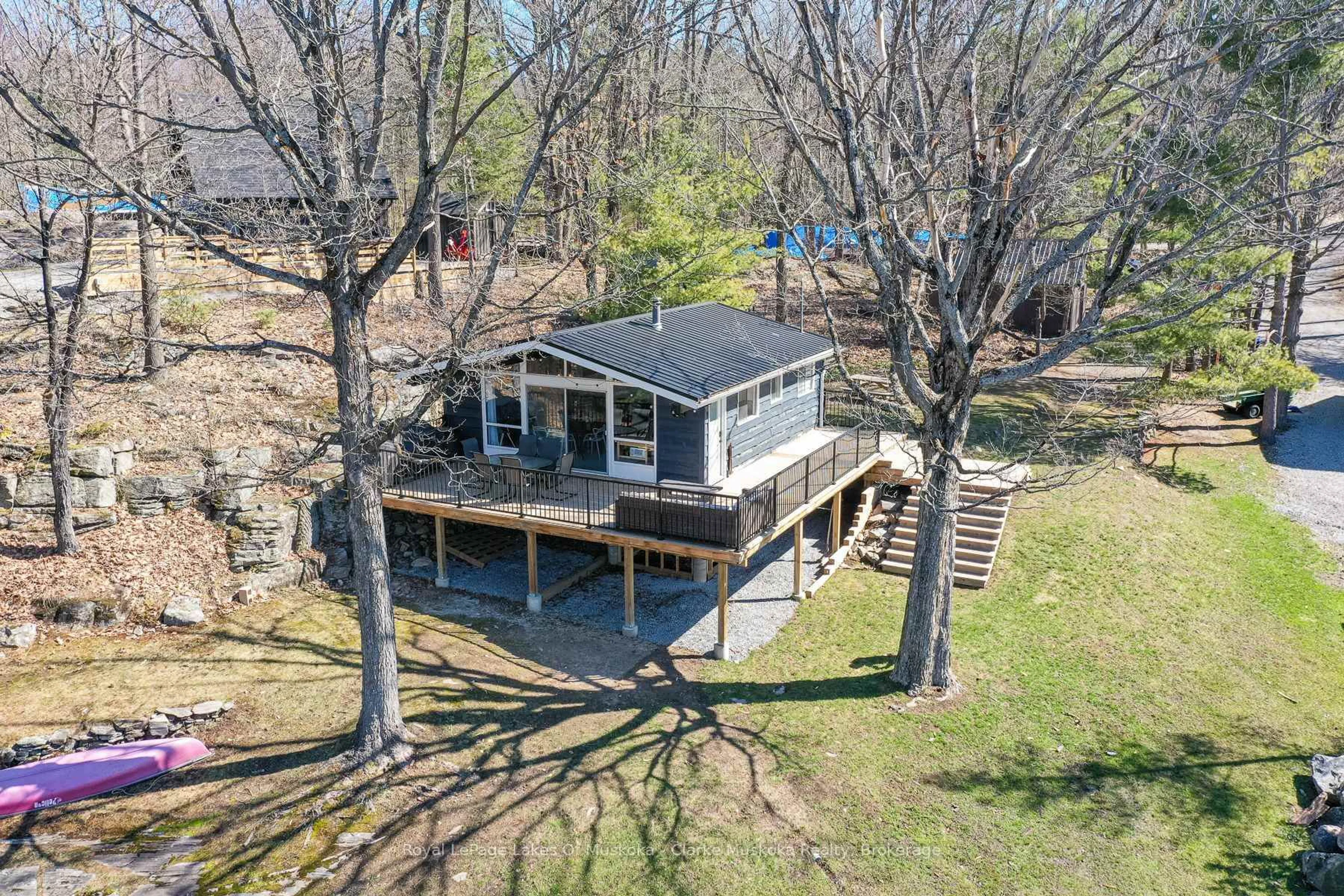 A pic from outside/outdoor area/front of a property/back of a property/a pic from drone, water/lake/river/ocean view for 3258 Loon Lane, Severn Ontario L0K 1S0