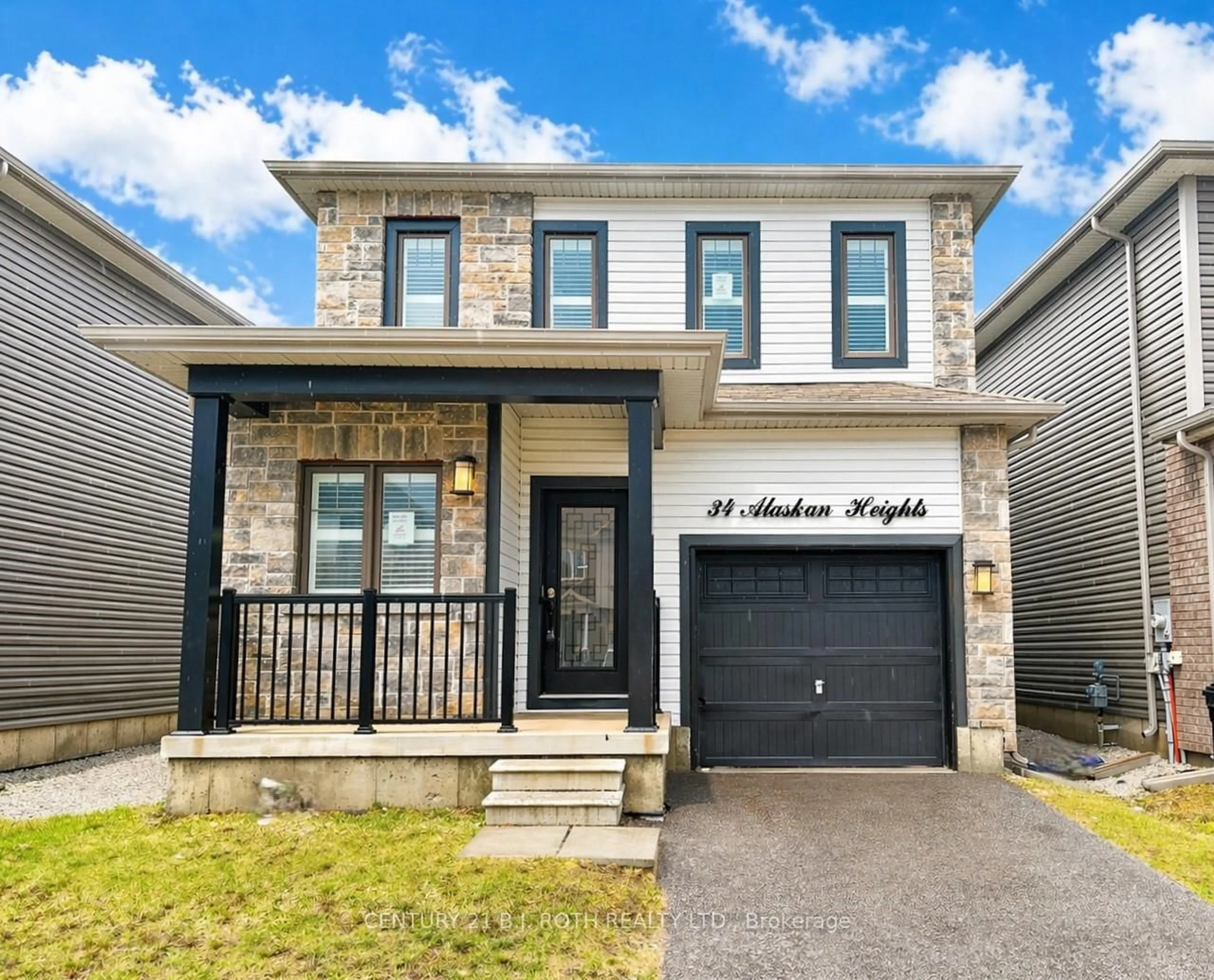 Home with brick exterior material, street for 34 Alaskan Hts, Barrie Ontario L9J 0H9