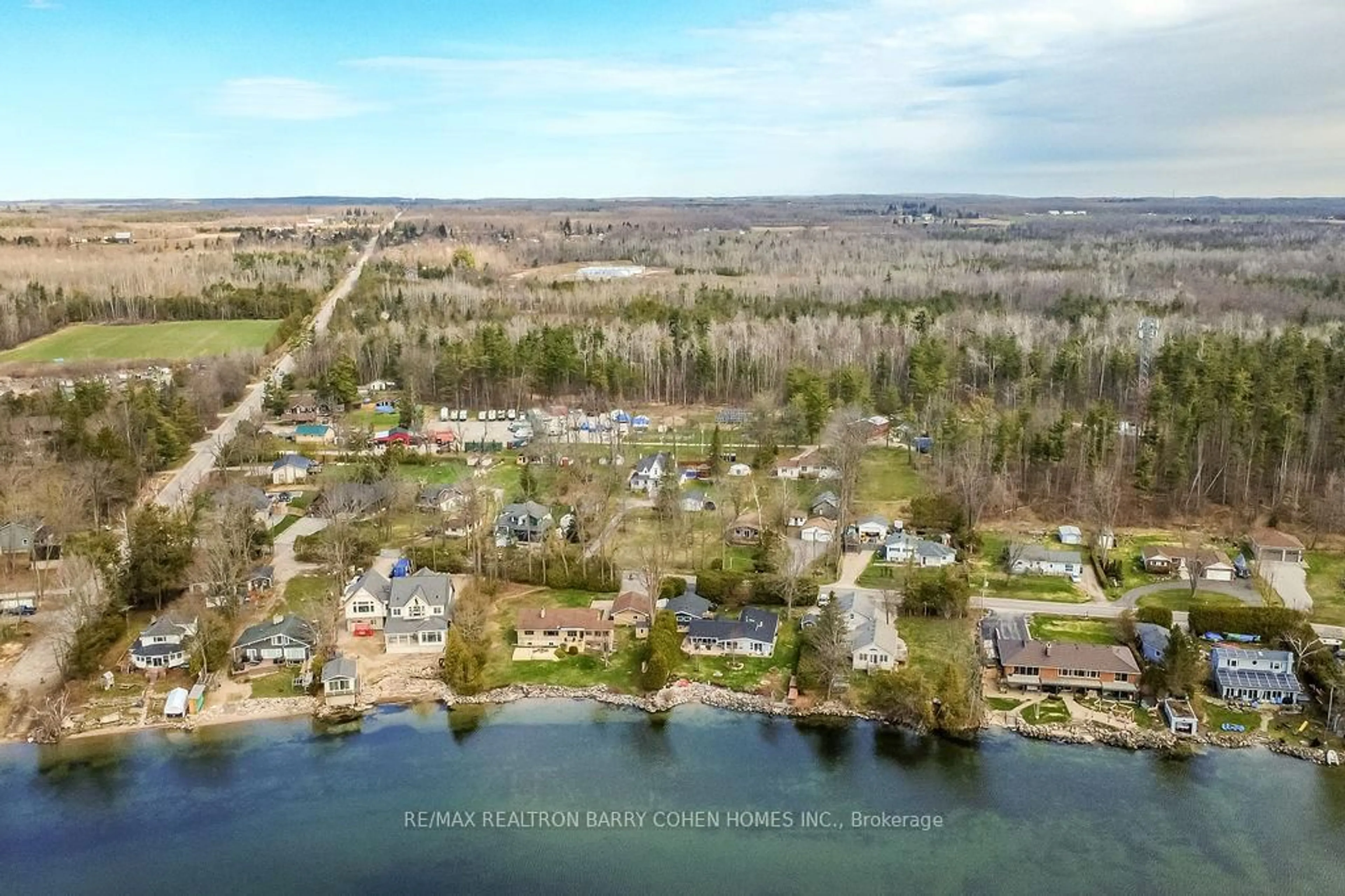 A pic from outside/outdoor area/front of a property/back of a property/a pic from drone, water/lake/river/ocean view for 8 Lakeshore Rd, Oro-Medonte Ontario L0L 2E0