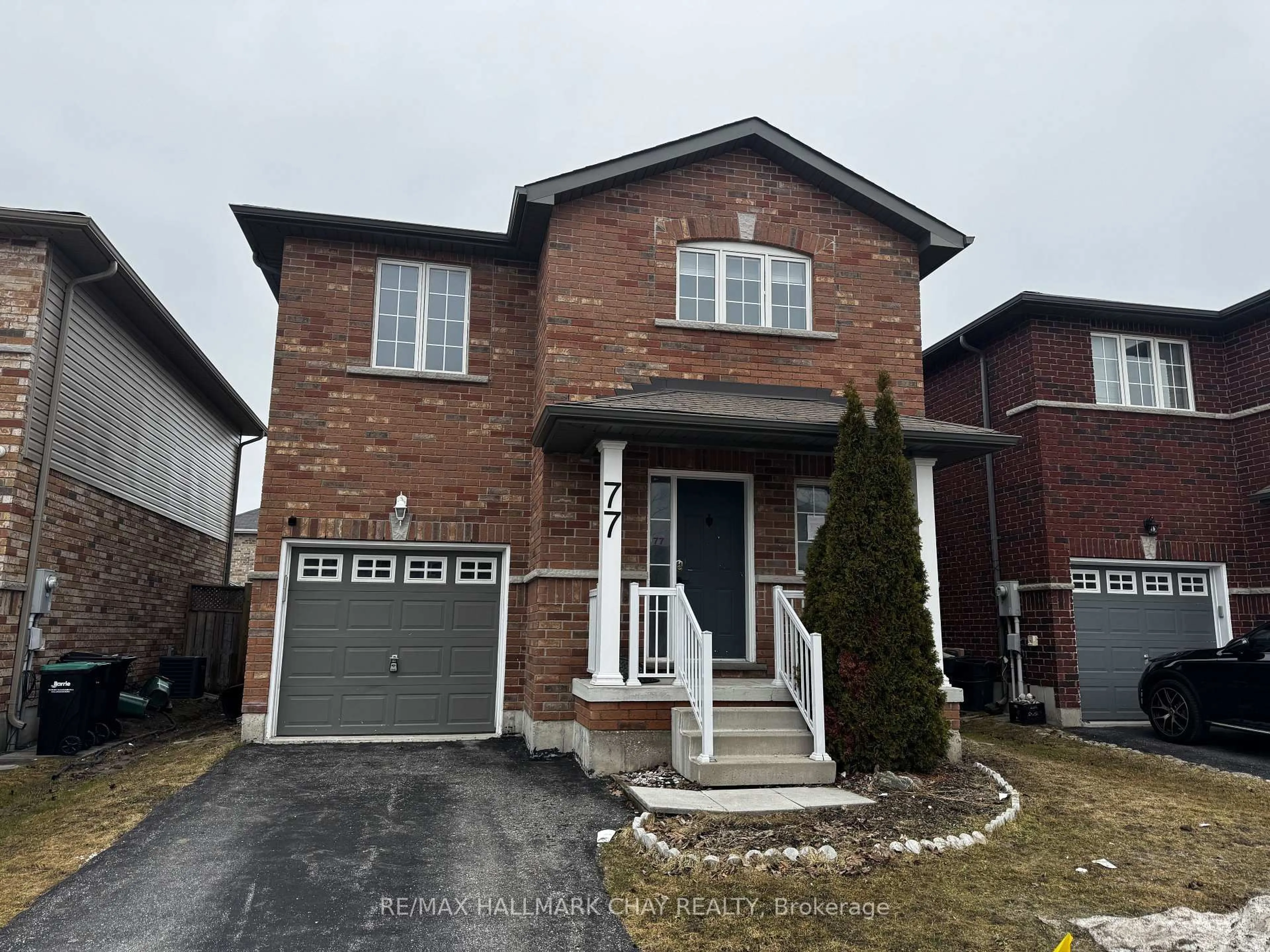 Home with brick exterior material, street for 77 White Cres, Barrie Ontario L4N 5Z9